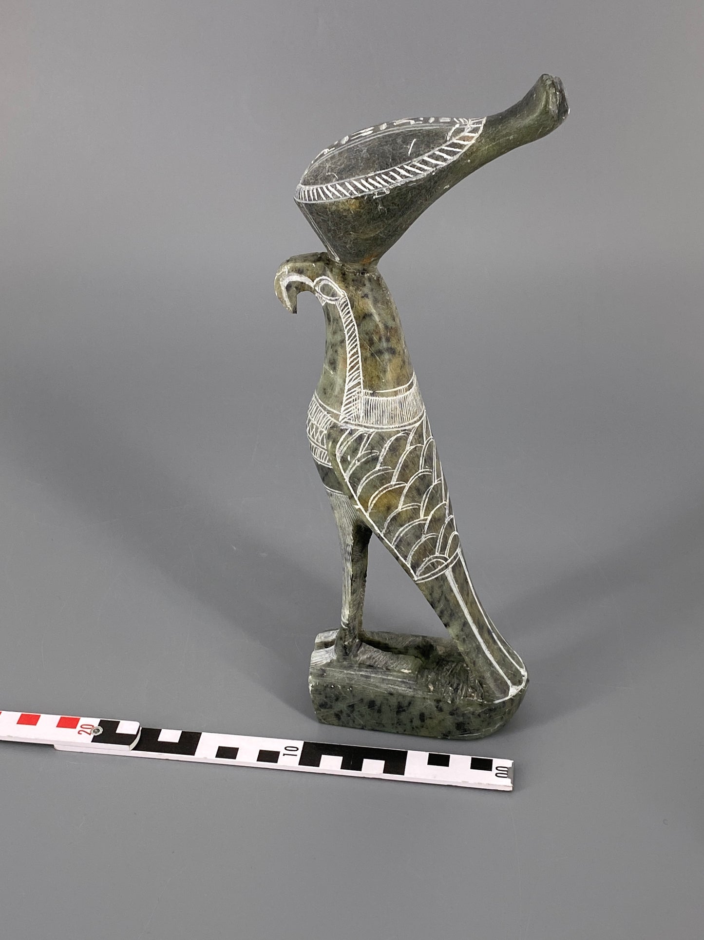 Horus Falke Skulptur aus Speckstein, graviert, Ägypten