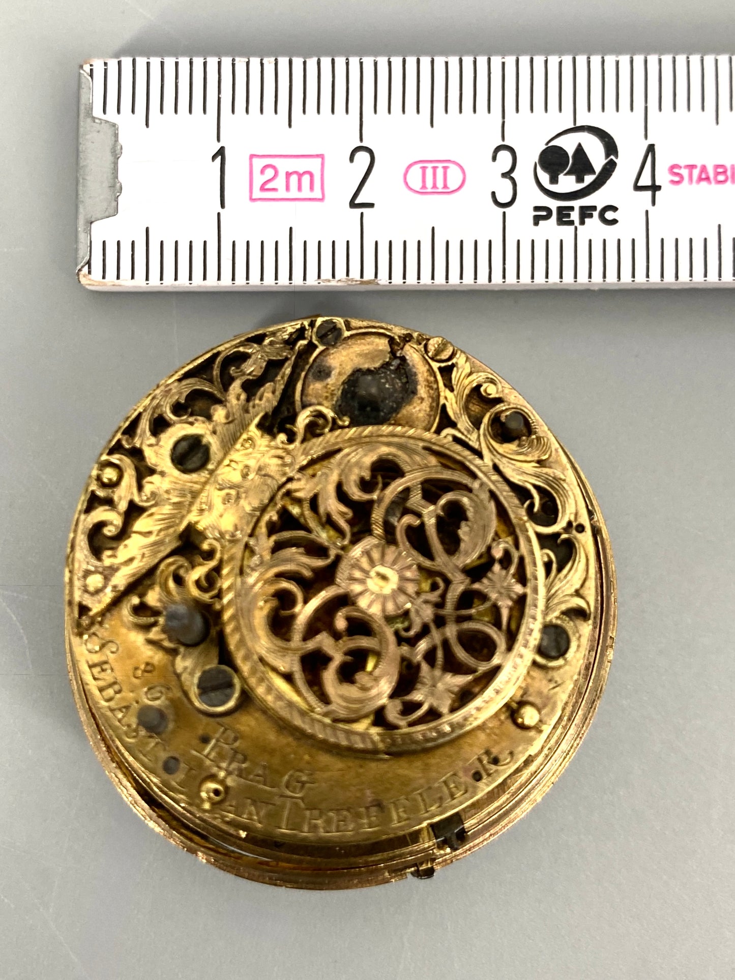 Antikes Spindel-Taschenuhr Werk von 1786, Sebastian Treffler aus Prague