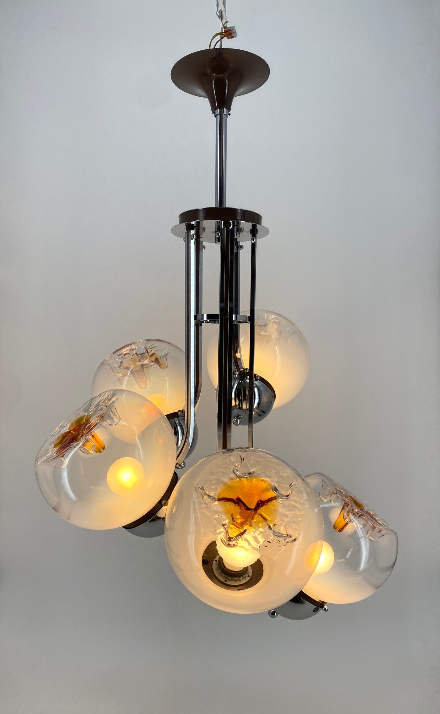 Kaskadenlampe von Toni Zuccheri für Mazzega, um 1970