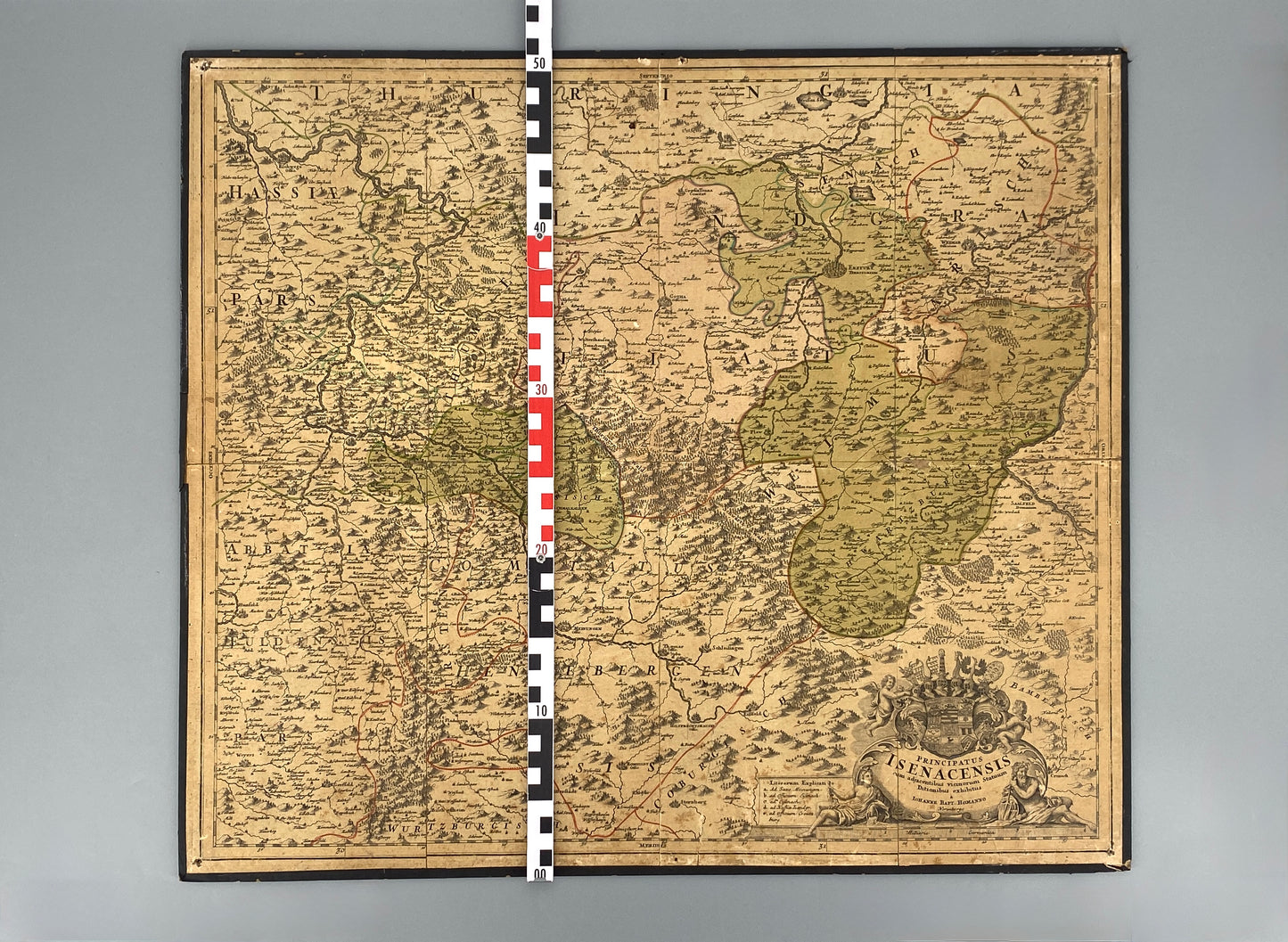 Antike Kupferstich-Landkarte Thüringiens von Johann Baptist Homann, nach 1730 in Nürnberg