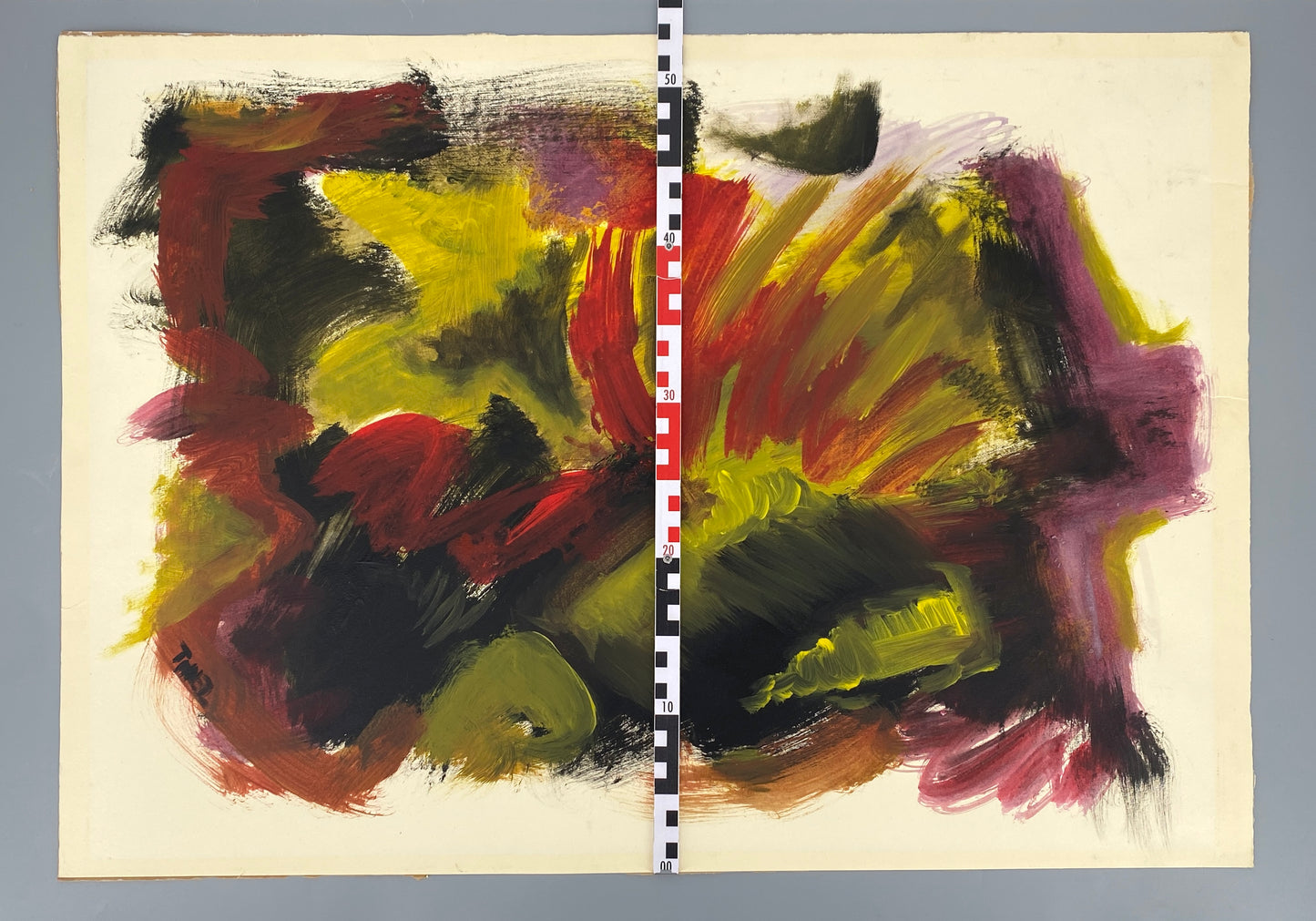 Signiertes Acrylgemälde auf Papier von Stefan Thiel im Stil der Neuen Wilden, 1980er Jahre