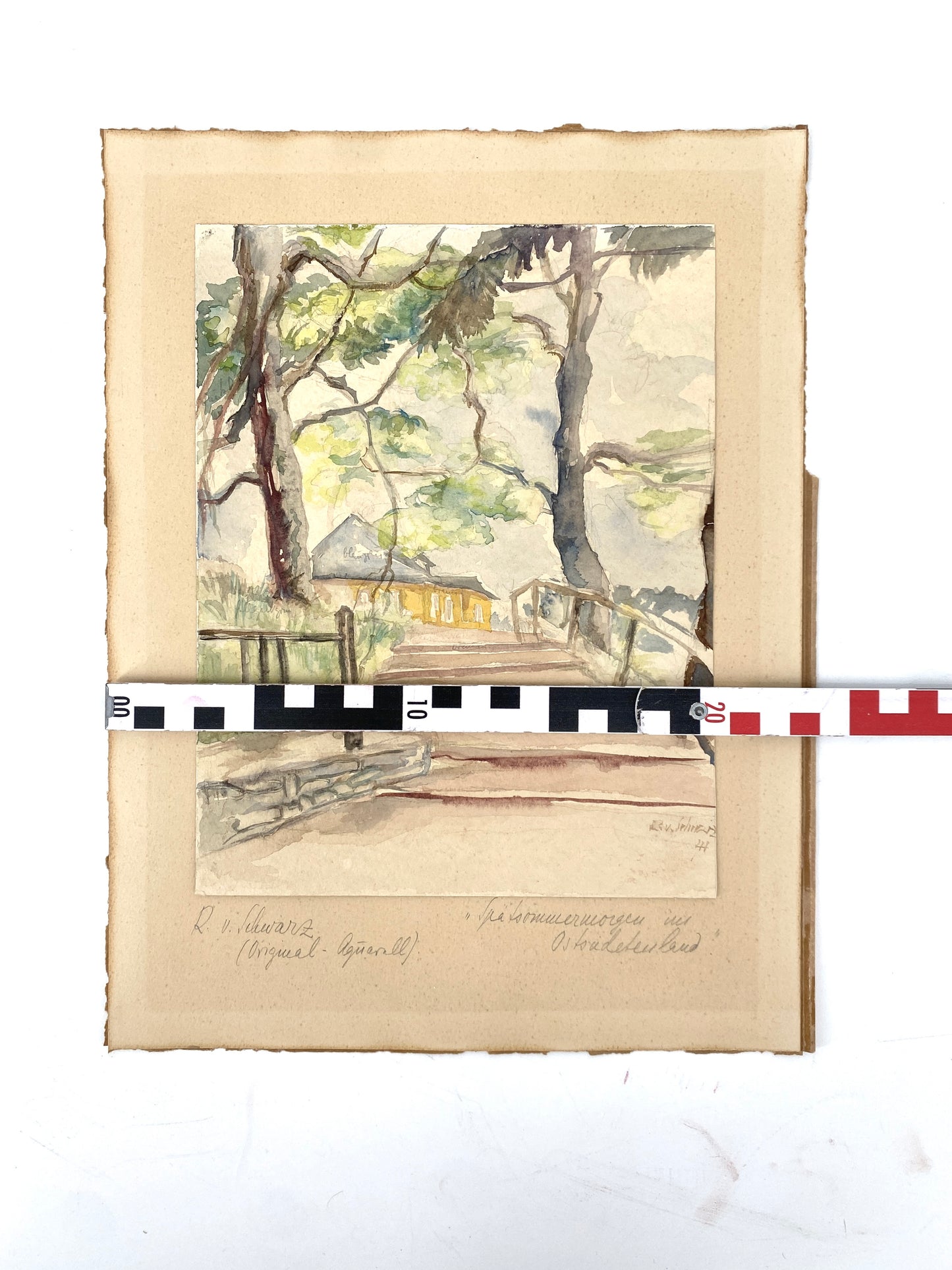 Spätsommermorgen im Ostsudetenland, signiertes Aquarell