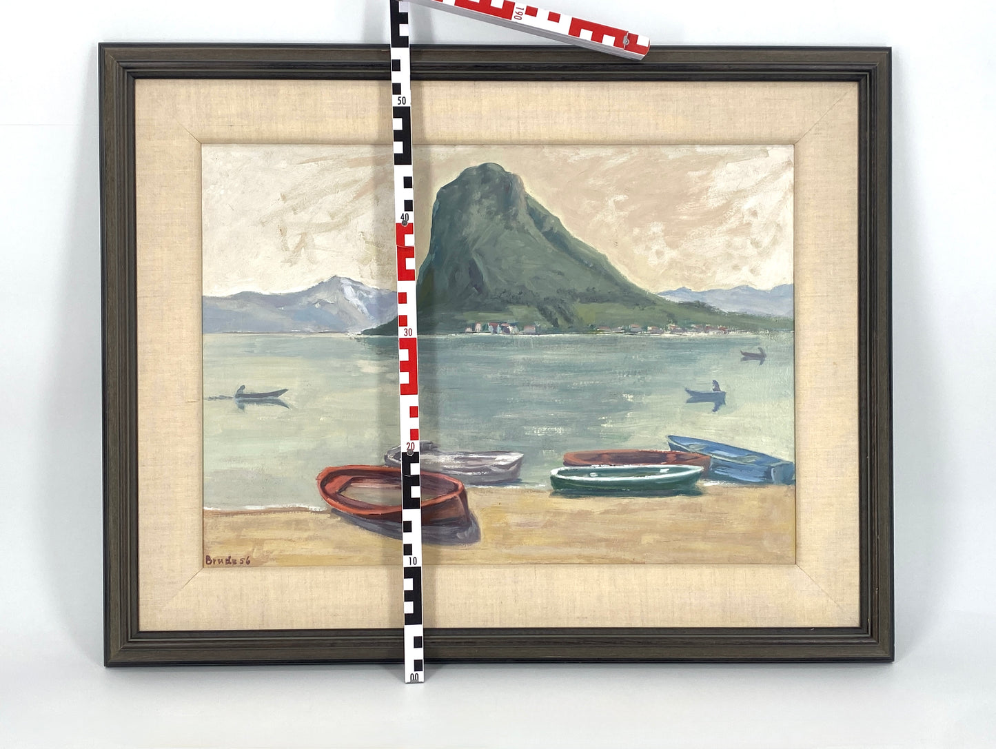 Ölgemälde "Luganer See mit Blick auf den Monte San Salvatore" von Erhard Brude (1874–1959) aus dem Jahr 1956