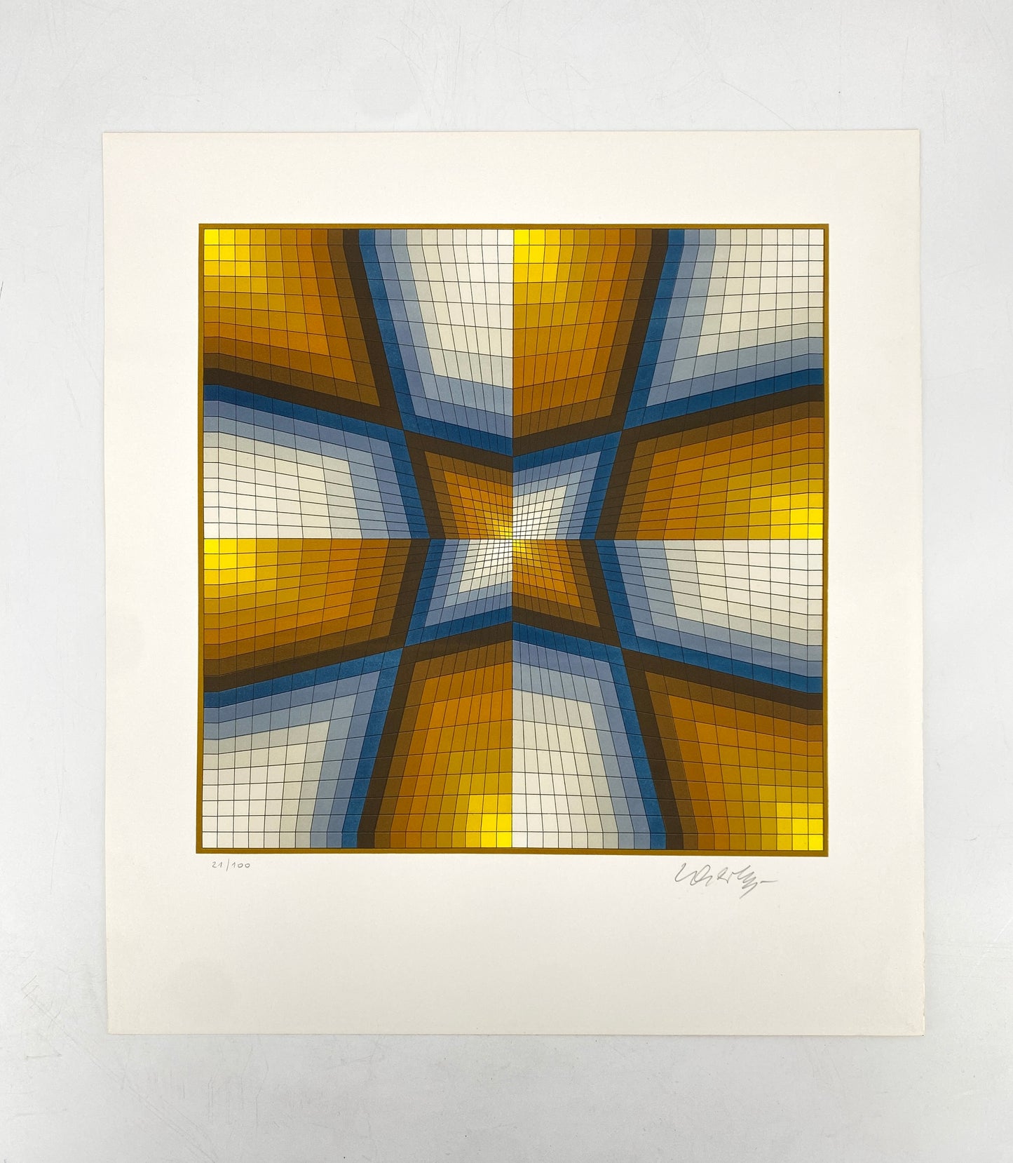 Grafik "Esthajnal" (Stern des Ostens) von Victor Vasarely mit Kaufbeleg, 1986