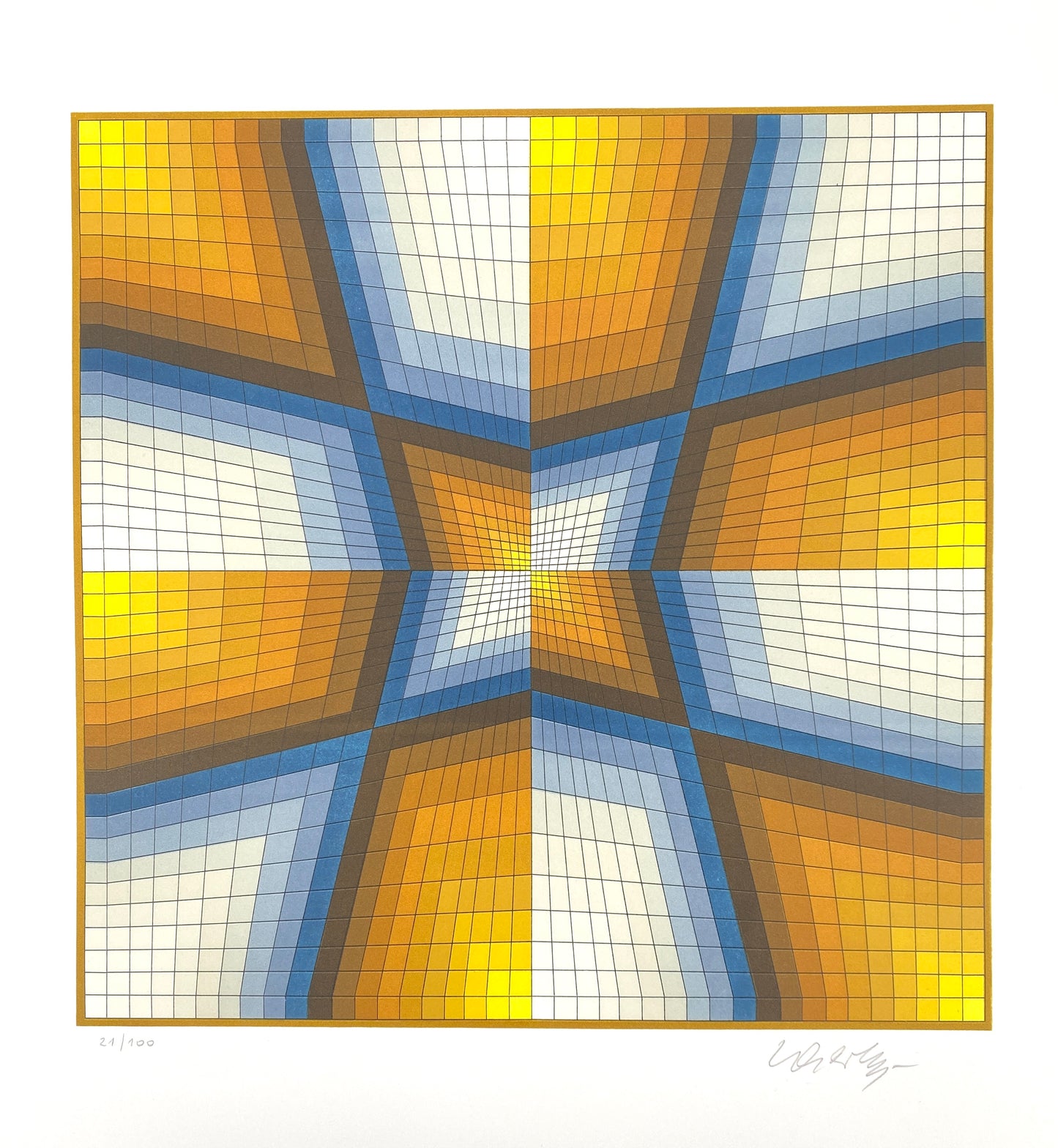 Grafik "Esthajnal" (Stern des Ostens) von Victor Vasarely mit Kaufbeleg, 1986