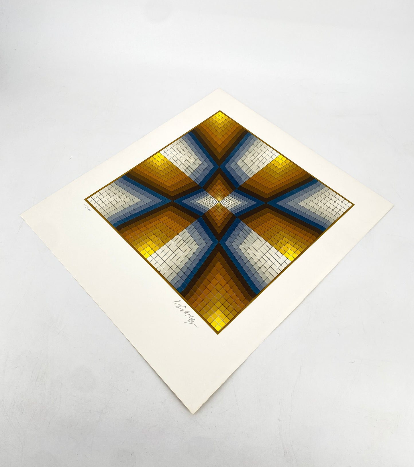 Grafik "Esthajnal" (Stern des Ostens) von Victor Vasarely mit Kaufbeleg, 1986