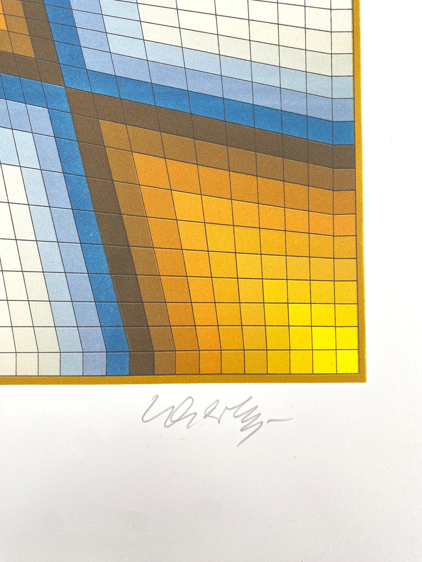Grafik "Esthajnal" (Stern des Ostens) von Victor Vasarely mit Kaufbeleg, 1986