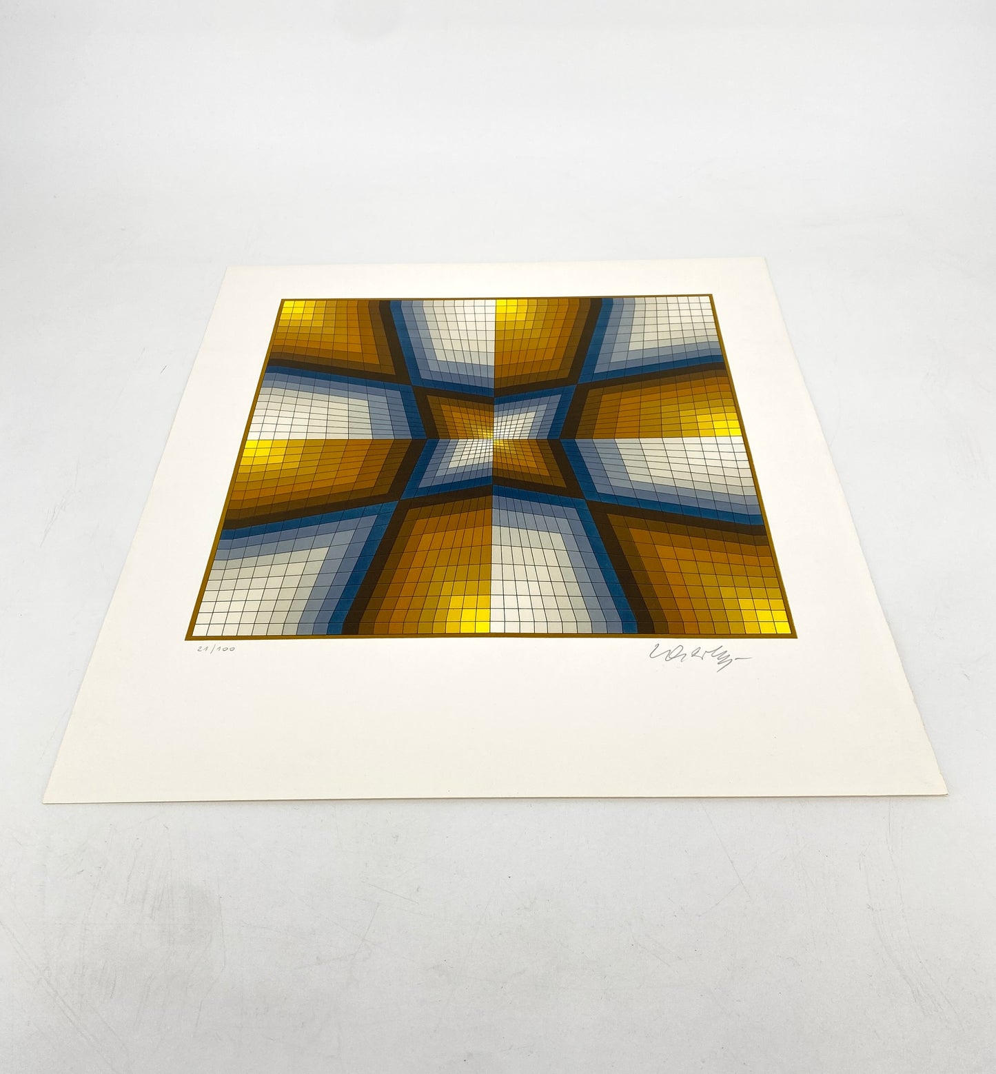 Grafik "Esthajnal" (Stern des Ostens) von Victor Vasarely mit Kaufbeleg, 1986