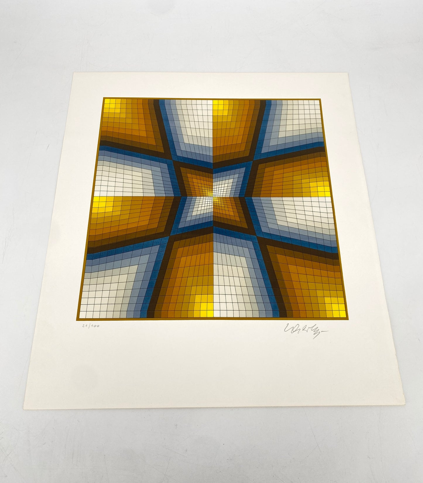 Grafik "Esthajnal" (Stern des Ostens) von Victor Vasarely mit Kaufbeleg, 1986