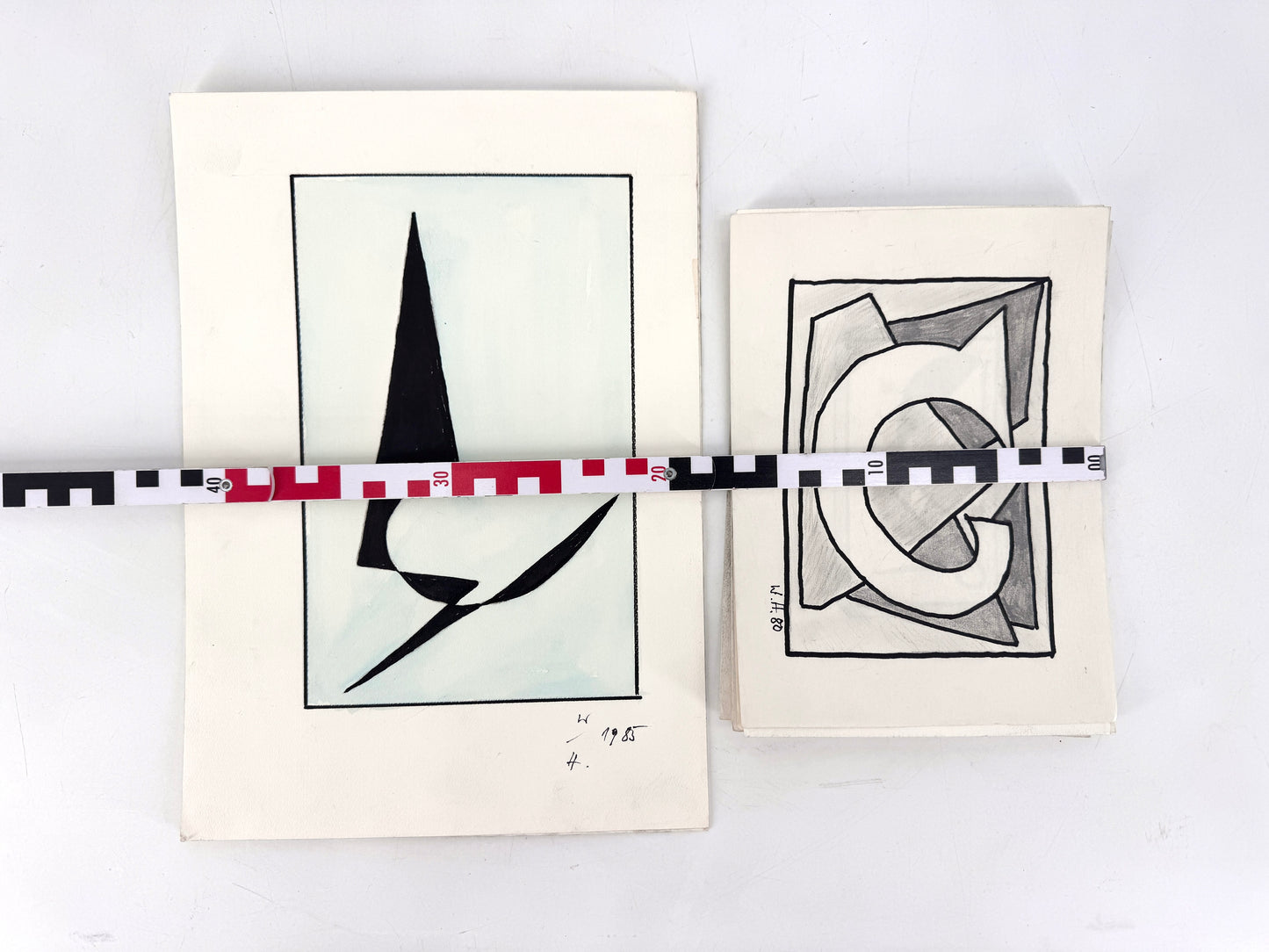 12x Zeichnungen, 16 Pakete. Abstrakte, zeitgenössische Kunst, Deutschland 1980er