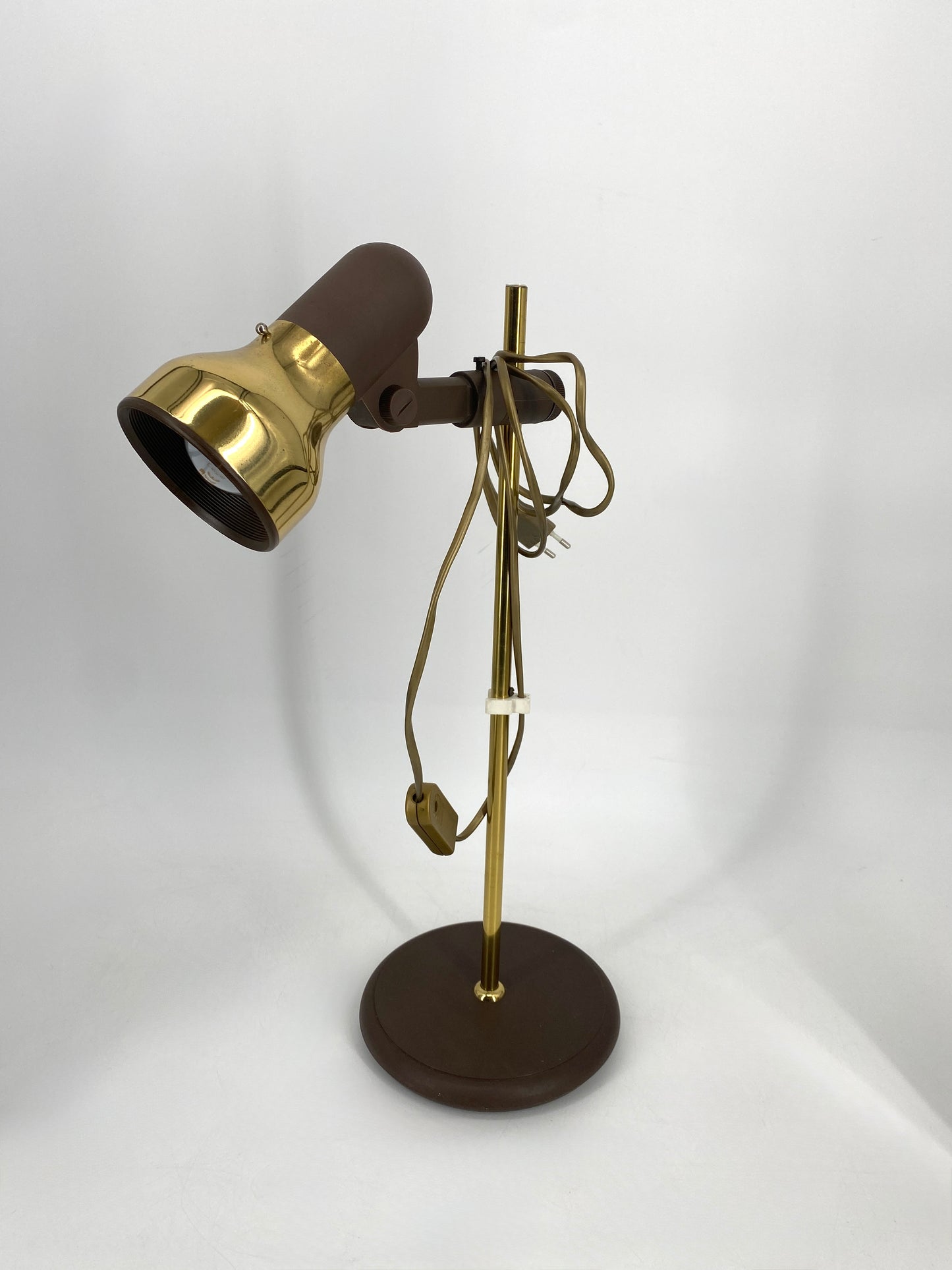 Tischlampe Messing Gold Braun, 70er