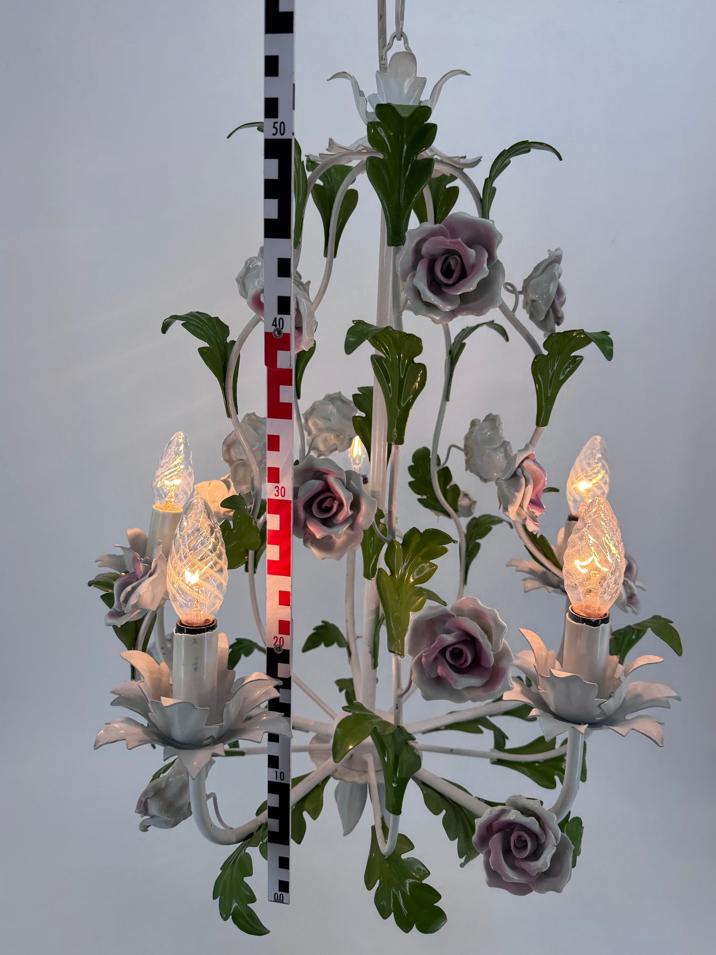 Tole Blumen Kronenleuchter, Hollywood Regency, Italien