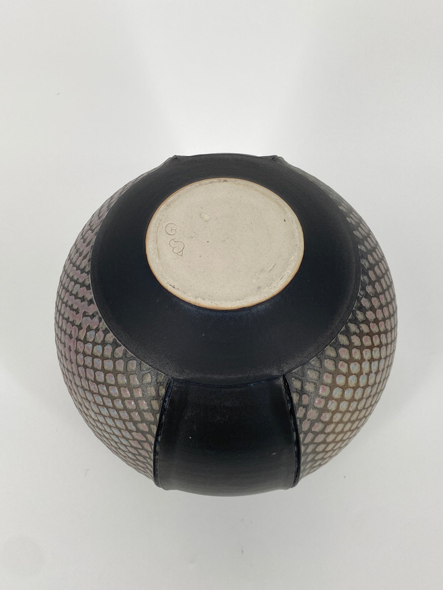 Bauchige Vase aus Keramik, Studiokeramik, unbekannte Bodenmarke