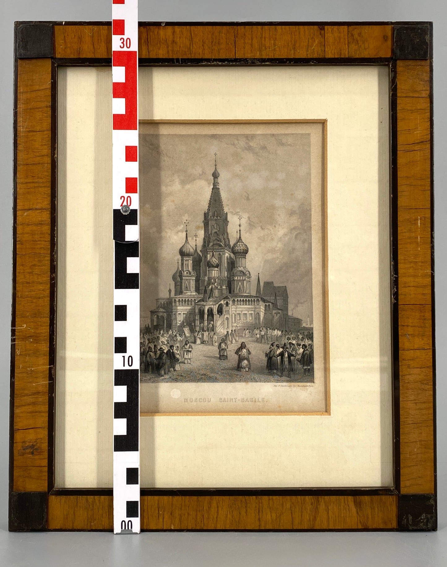 Stahlstich aus Frankreich von F. Chardon in historischem Holzrahmen der Biedermeierzeit