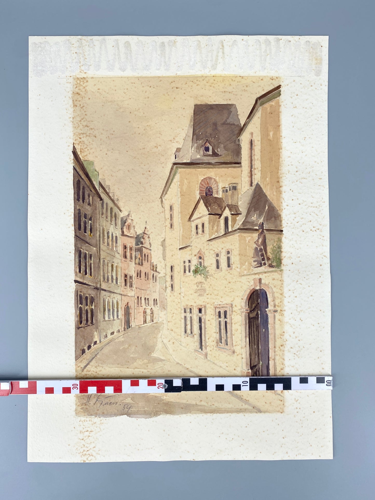 Mainz Emmeranstrasse - Aquarell, 60er Jahre