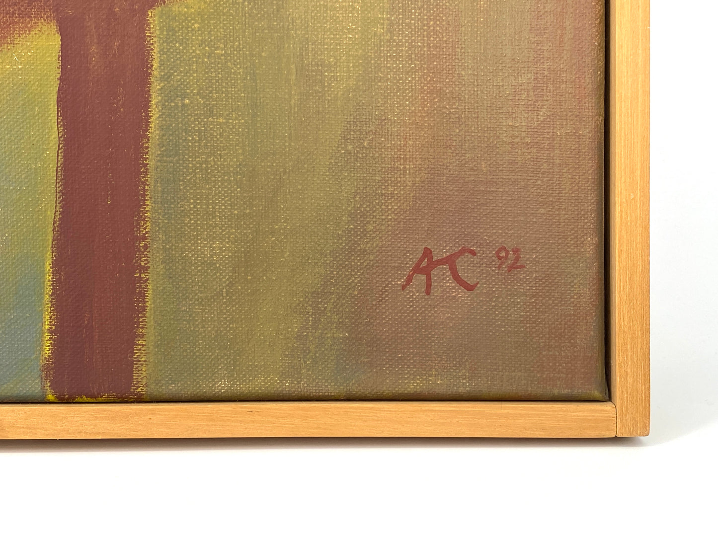Abstraktes Acrylgemälde auf Leinwand, signiert von "AC" aus dem Jahr 1992 oder 1997