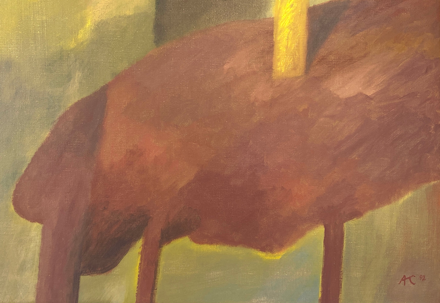 Abstraktes Acrylgemälde auf Leinwand, signiert von "AC" aus dem Jahr 1992 oder 1997