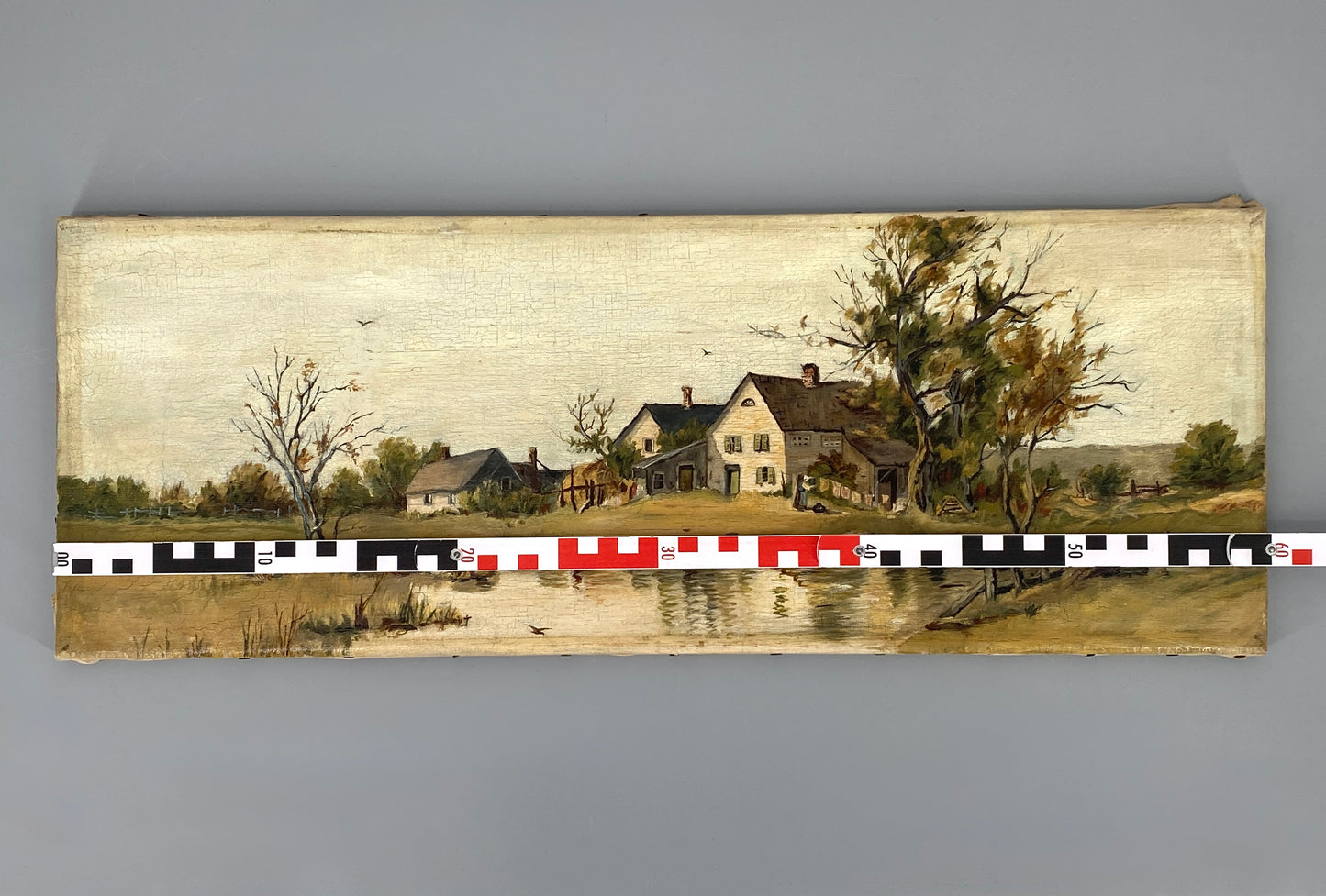 Antikes Öl-Genrebild auf Keilrahmen gezogen, Unikat