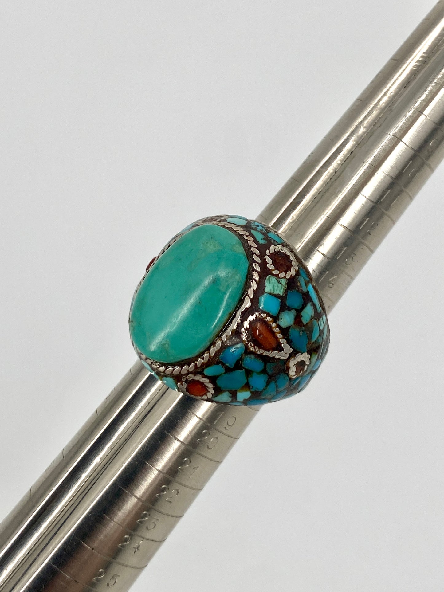 Statement Ring aus 925 Sterling Silber aus Tibet mit Türkis