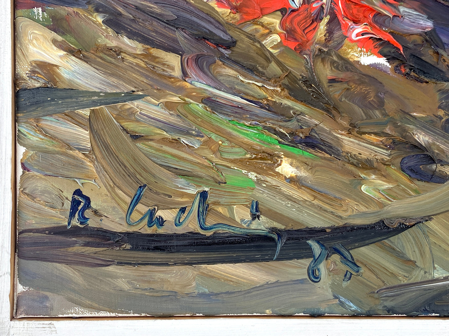 Ölgemälde "Amaryllen und Tulpen und Lilien" von Roland Ladwig auf Leinwand, 1987