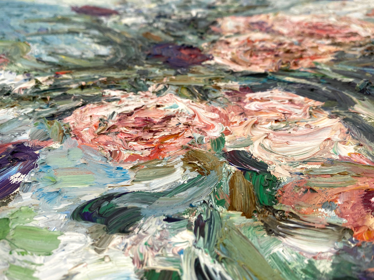 Ölgemälde "Blumenstrauß in Glasvase" von Roland Ladwig auf Leinwand, 1980-1991