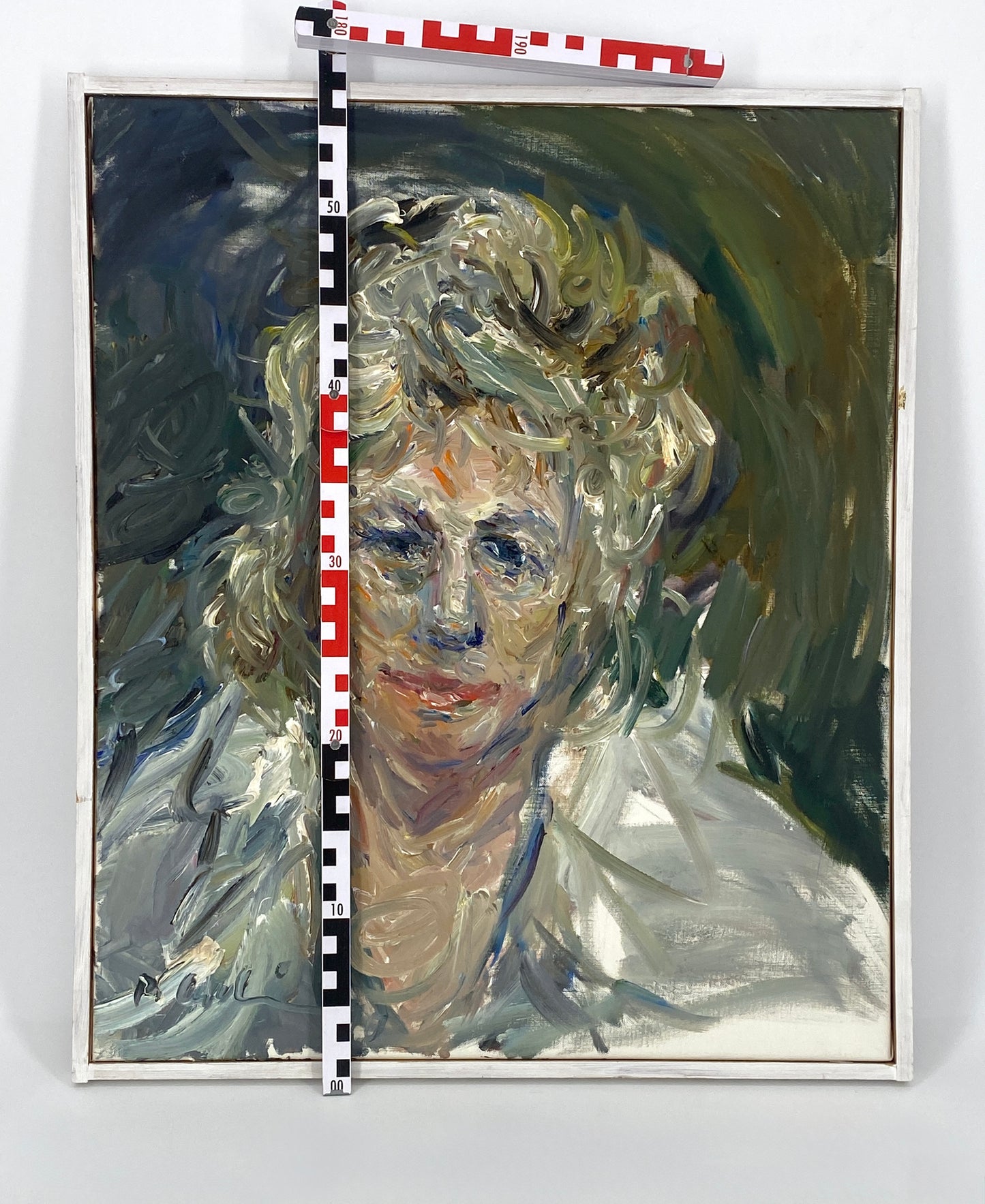 Ölgemälde "Porträt von Katharina Kurz" von Roland Ladwig auf Leinwand, 1990