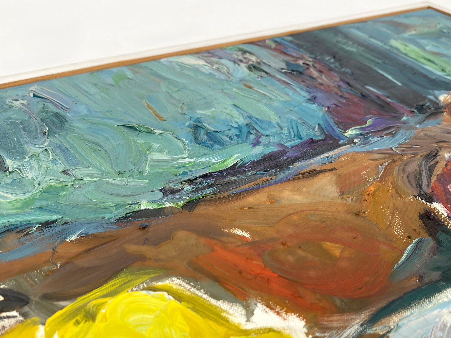 Ölgemälde "Weißer Teller, Äpfel" von Roland Ladwig auf Leinwand