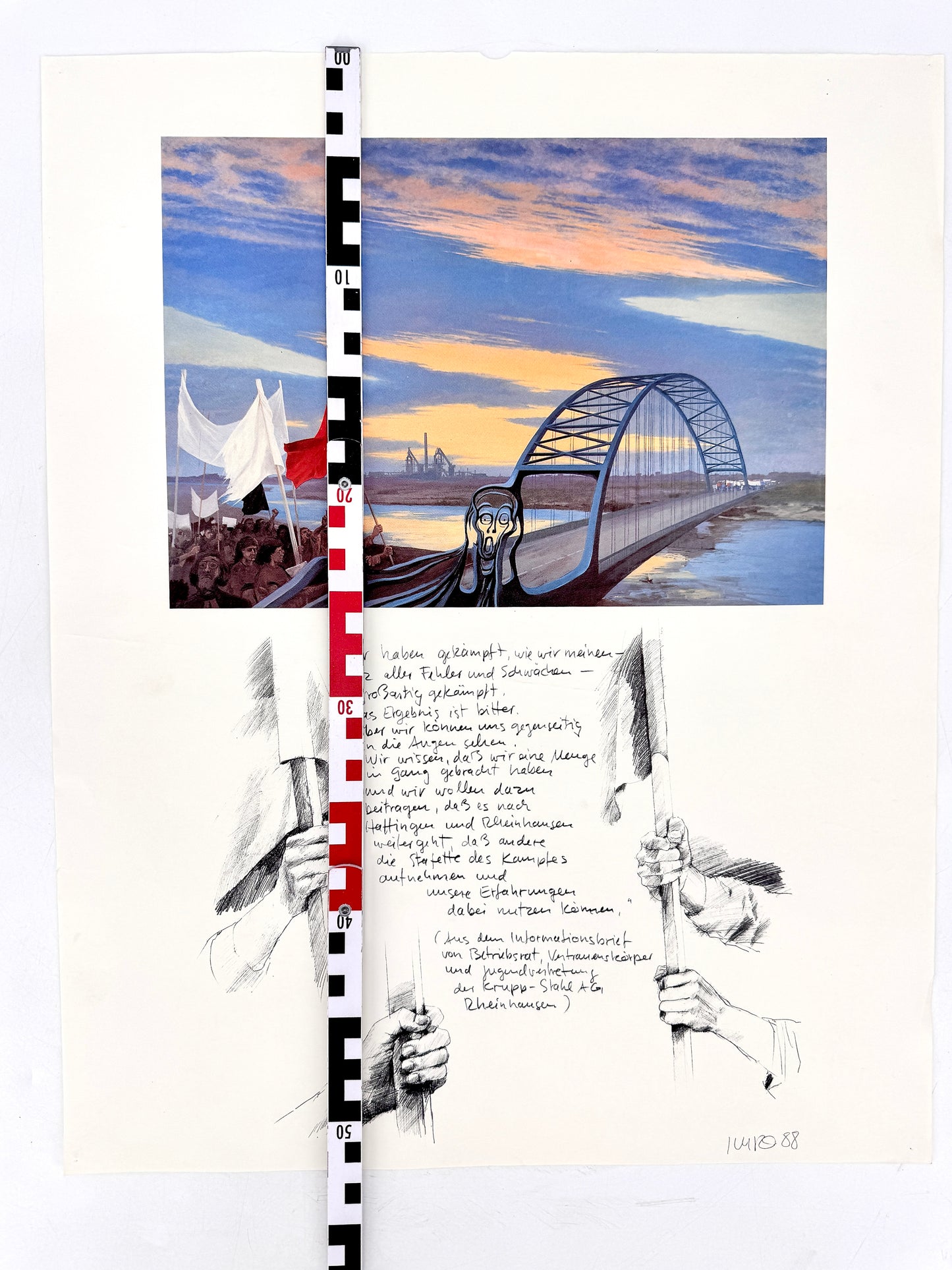 Poster, Arbeitskampf Duisburg-Rheinhause, Stahlwerk Thyssen Krupp