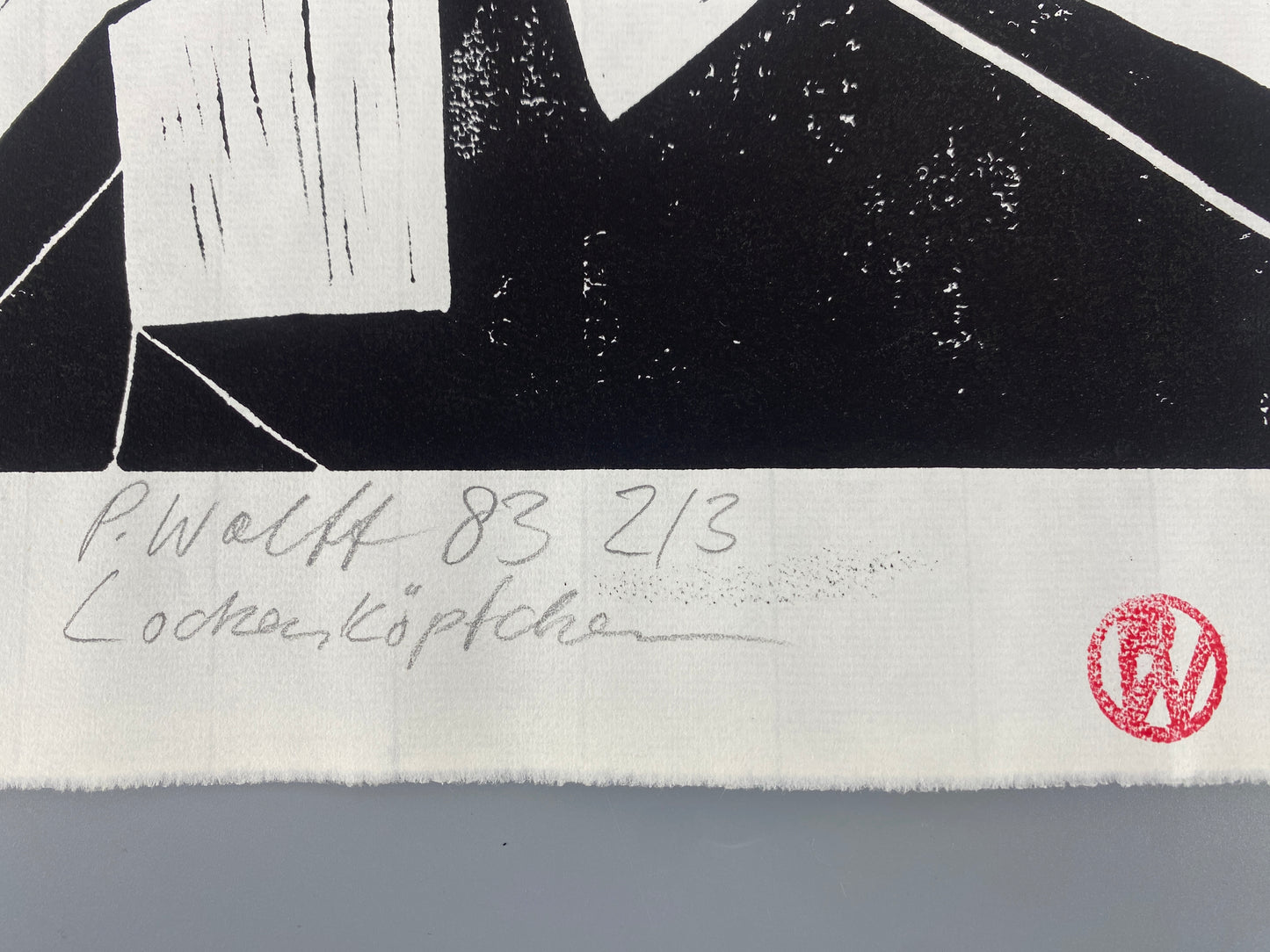 Linolschnitt auf Büttenpapier "Lockenköpfchen" des Künstlers Peter Wolff signiert, 1983 Deutschland