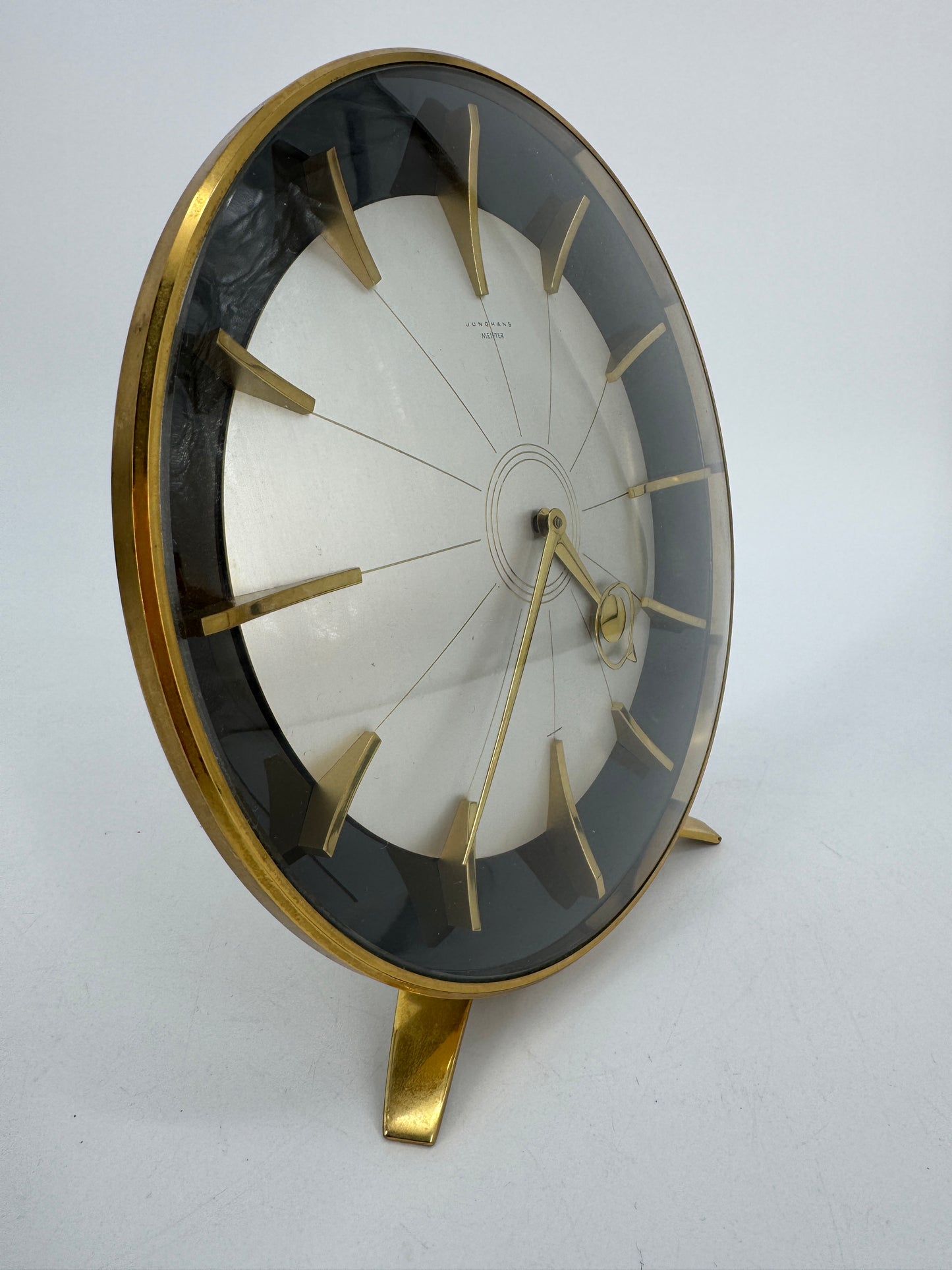 Eine Junghans Meister Tischuhr aus Messing, Deutschland 50er Jahre
