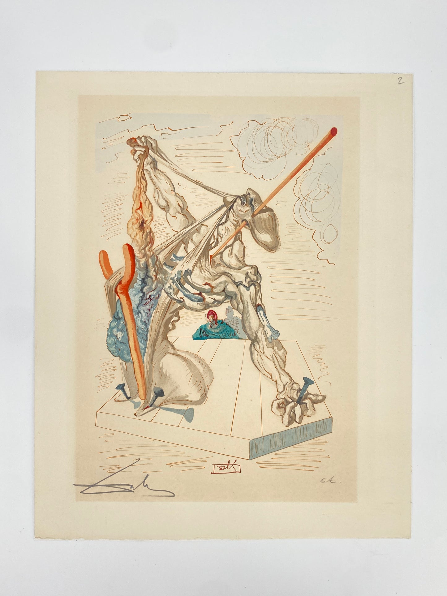 Holzschnitt "Falsifiers" von Salvador Dali ein Original mit Signatur, 1960er