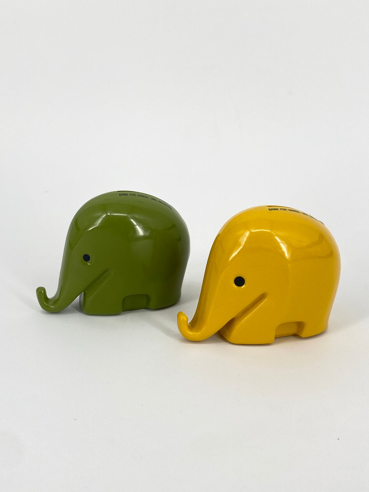 2 x kleine "Drumbo" Spardosen von Luigi Colani für die Dresdner Bank und BHI, 70er