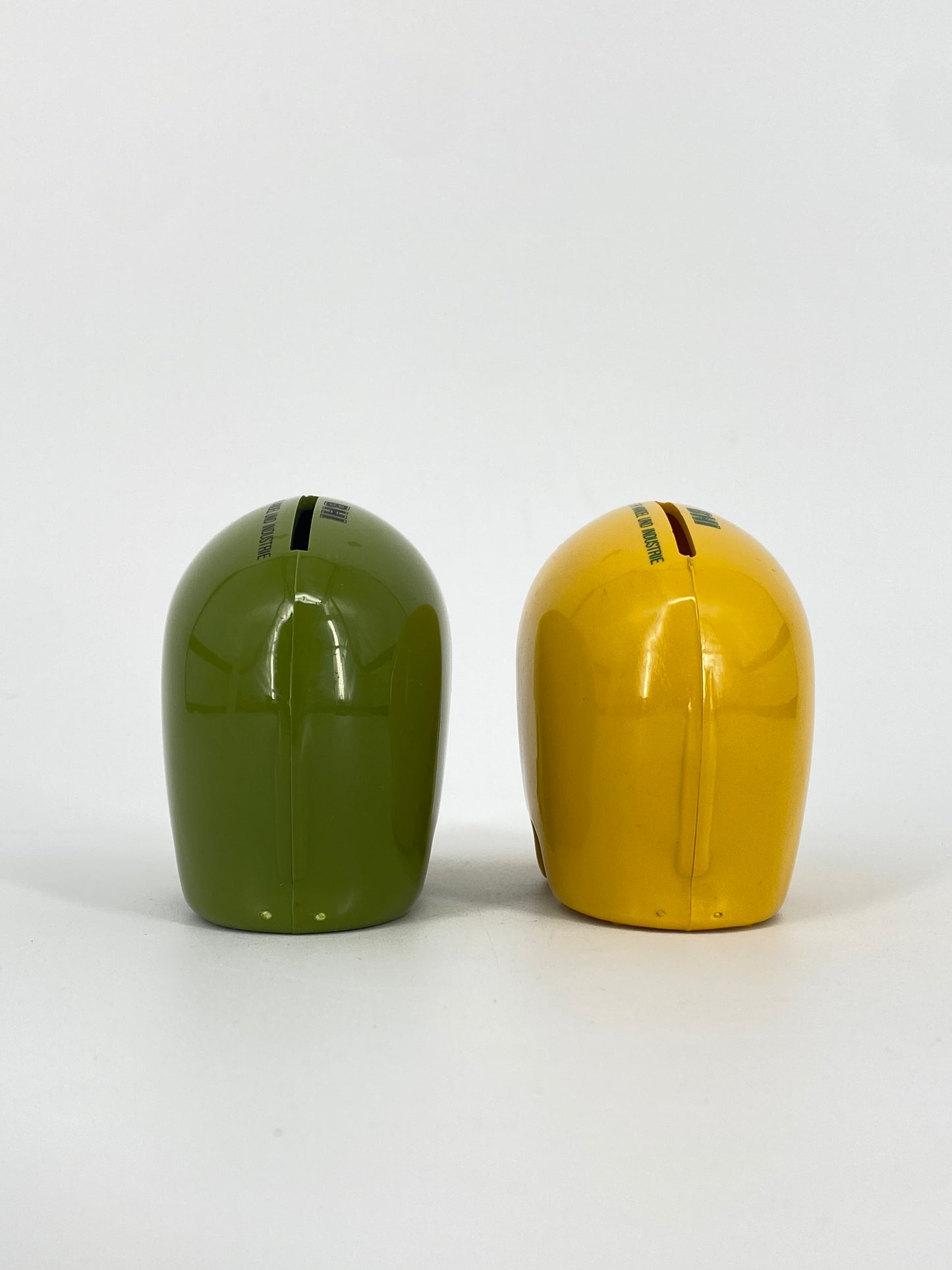 2 x kleine "Drumbo" Spardosen von Luigi Colani für die Dresdner Bank und BHI, 70er