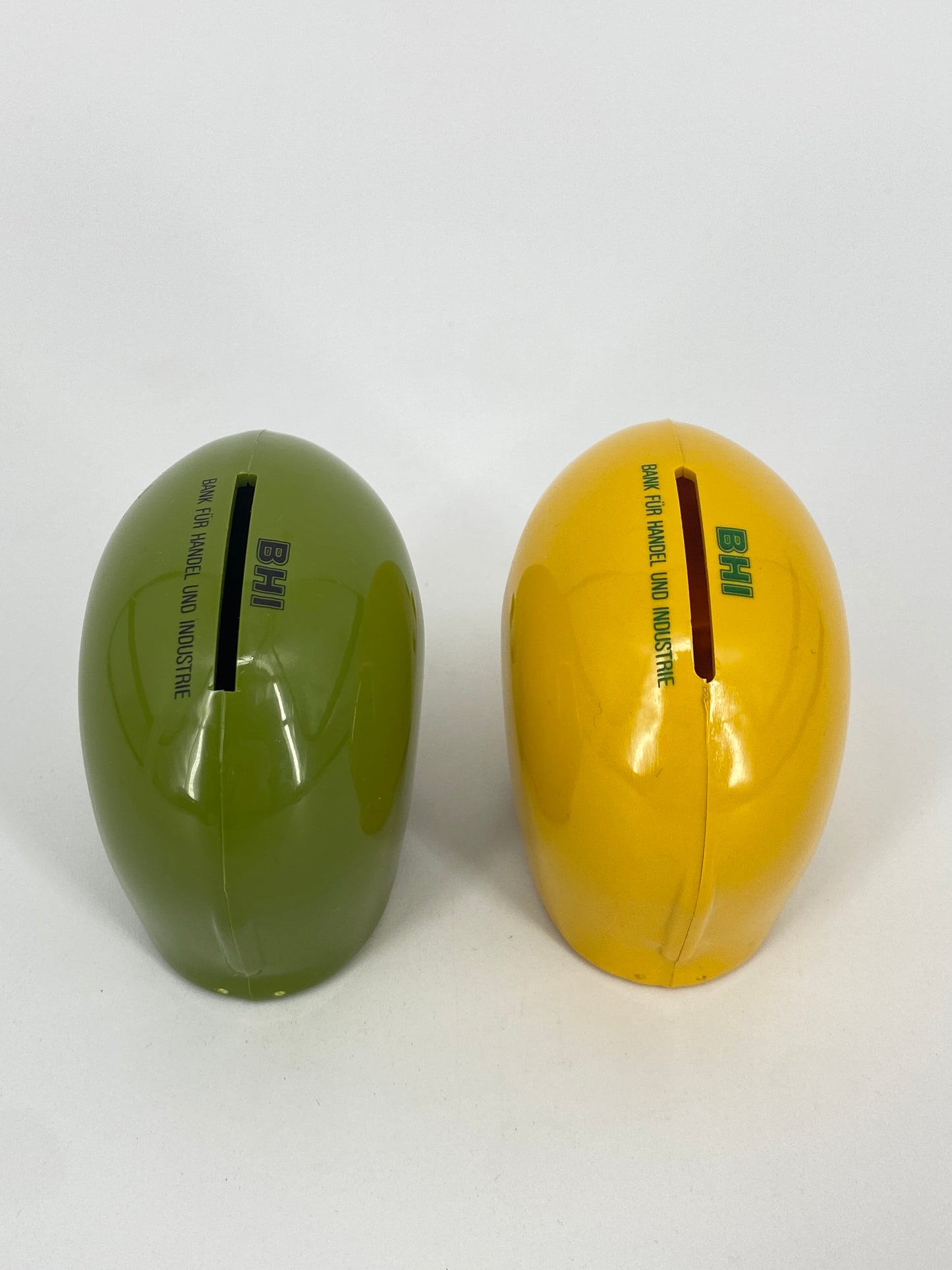 2 x kleine "Drumbo" Spardosen von Luigi Colani für die Dresdner Bank und BHI, 70er