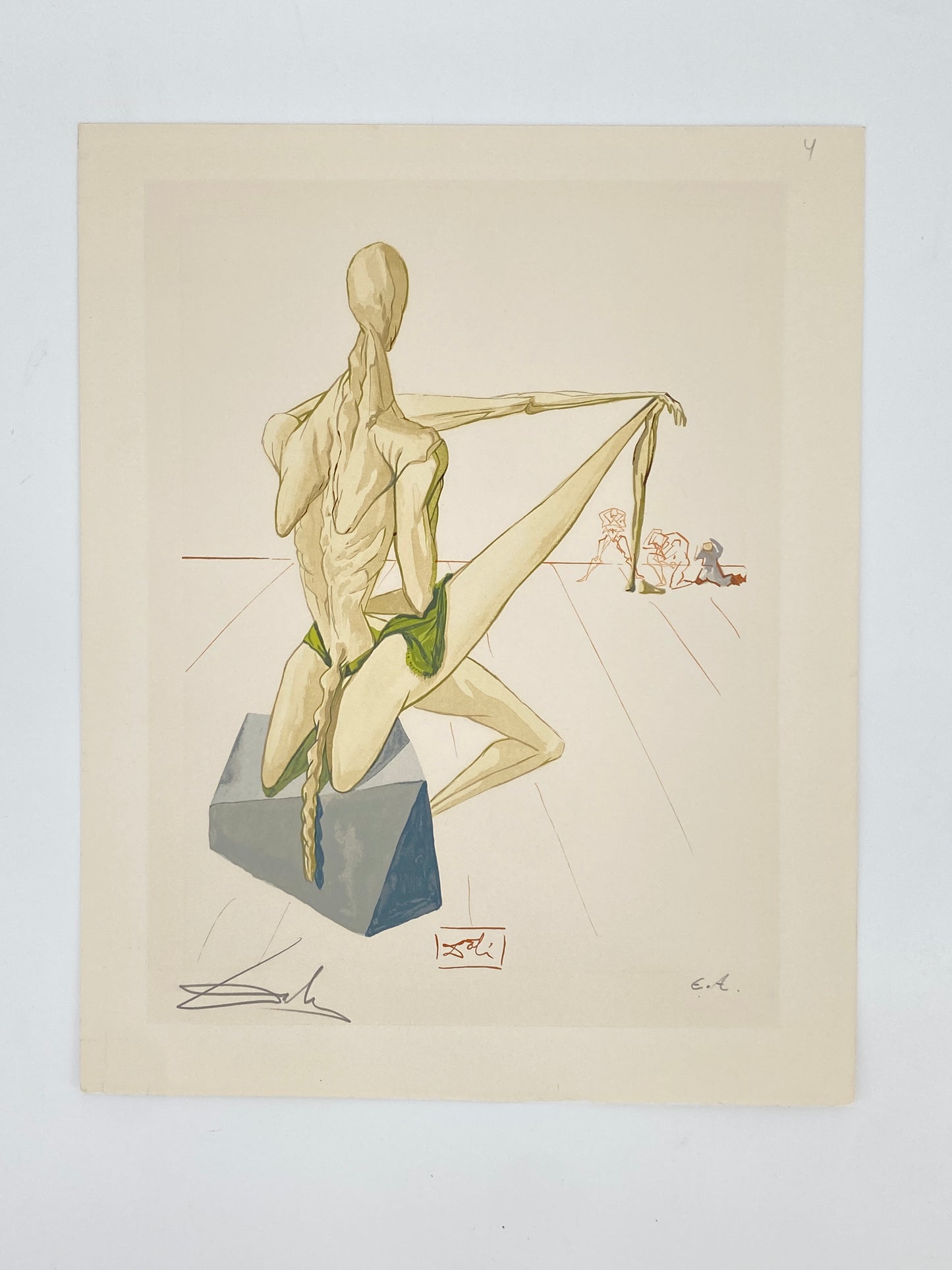 Holzschnitt "Minos Totenrichter" von Salvador Dali ein Original mit Signatur, 1960er
