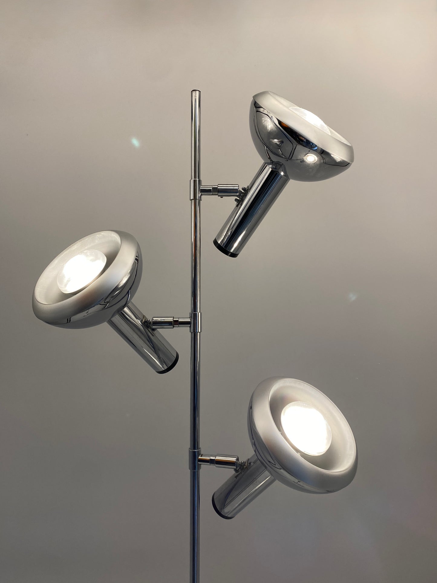 Chromfarbene Stehlampe mit 3 Spots, 1960er/70er