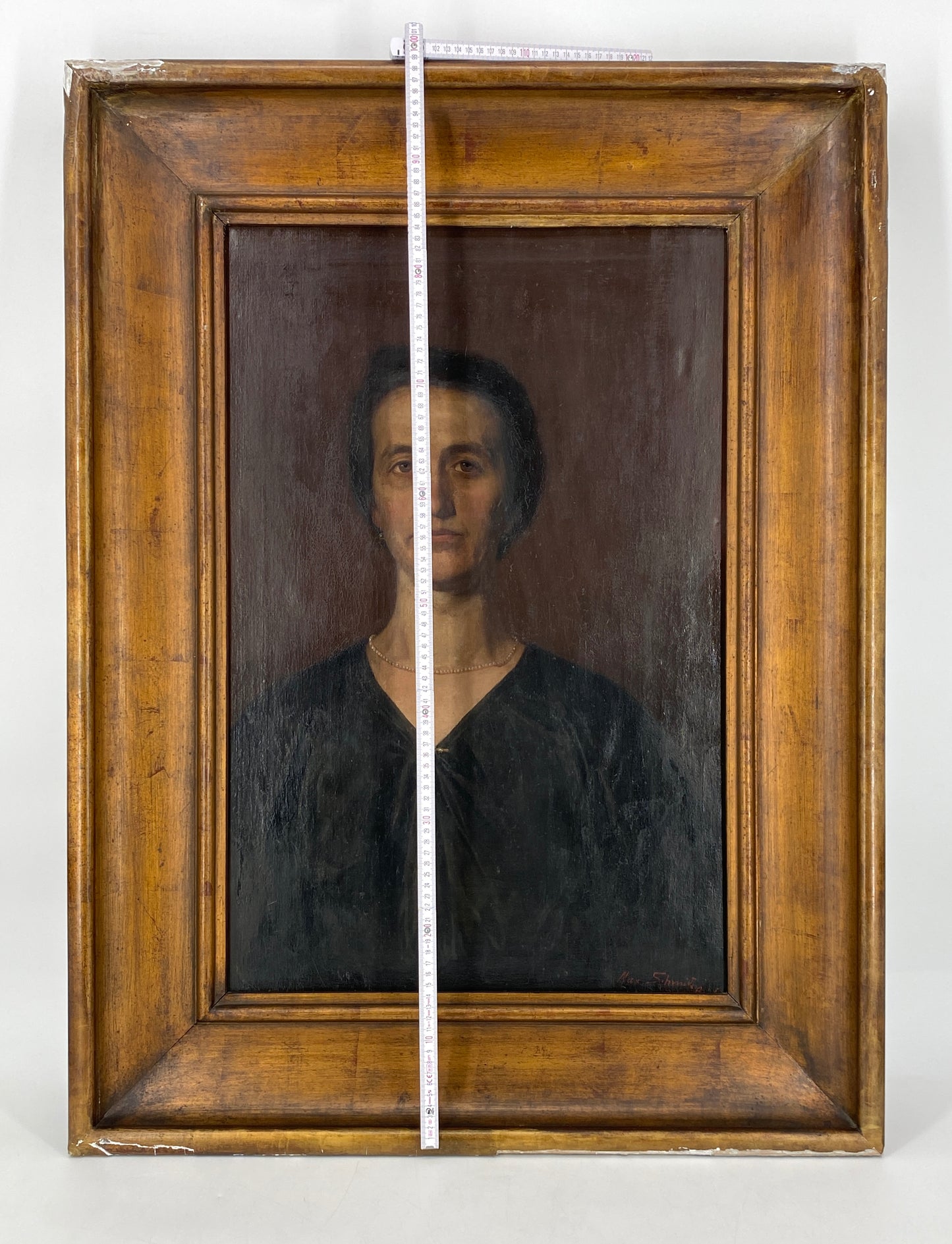 Damenporträt-Ölgemälde von Max Schmidt in originalem Holzrahmen, 1. Hälfte des 20. Jahrhunderts