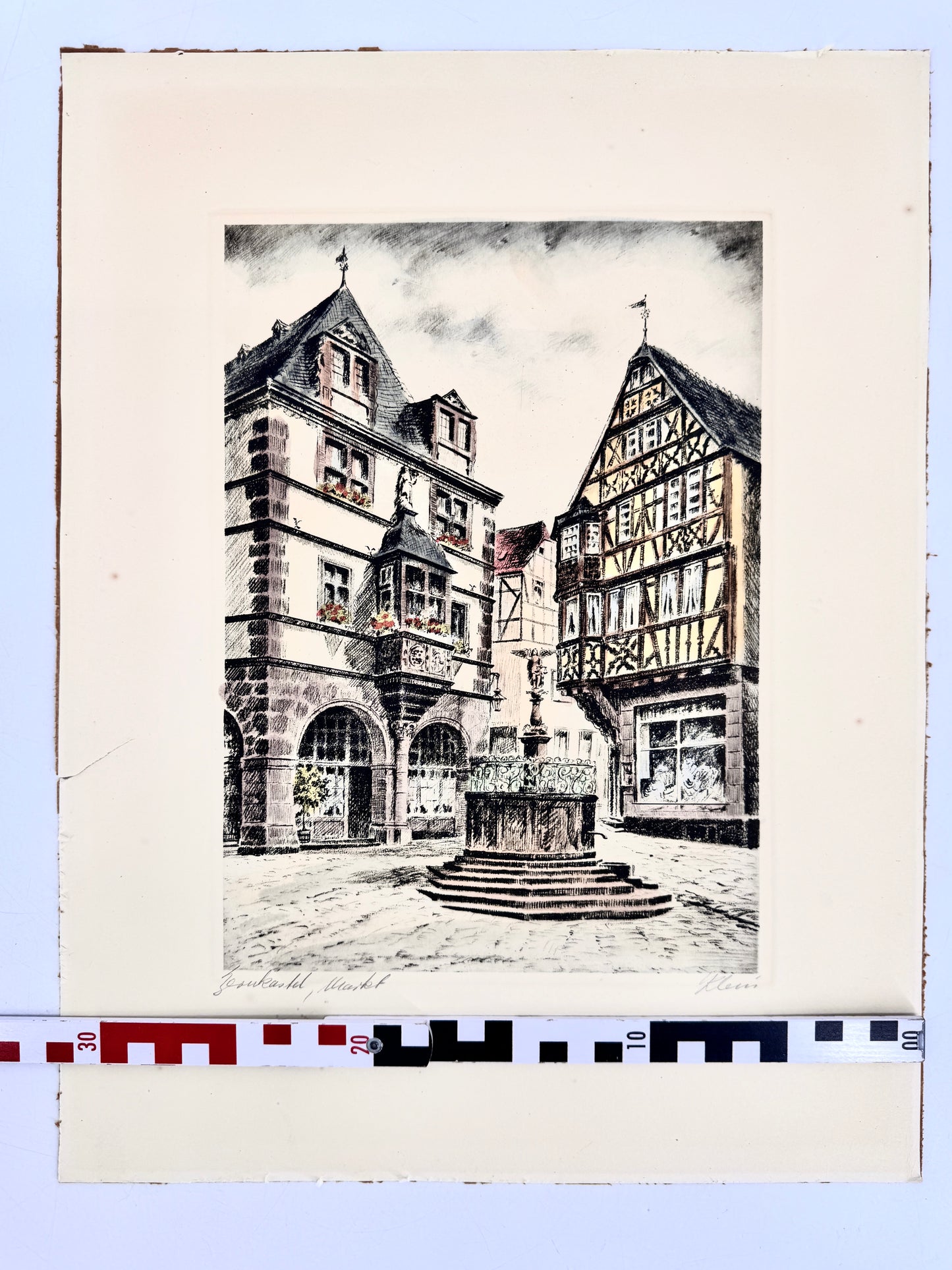 Bernkastel-Kues, Markt. Radierung