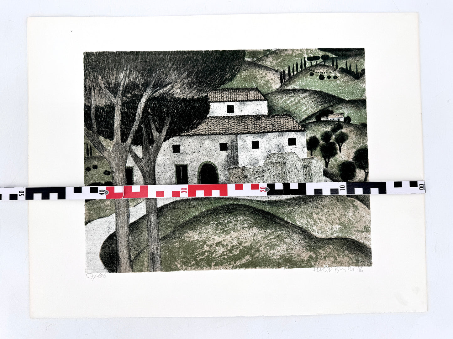 Litografie, Herbert Breiter. Mediterrane Landschaft, modern