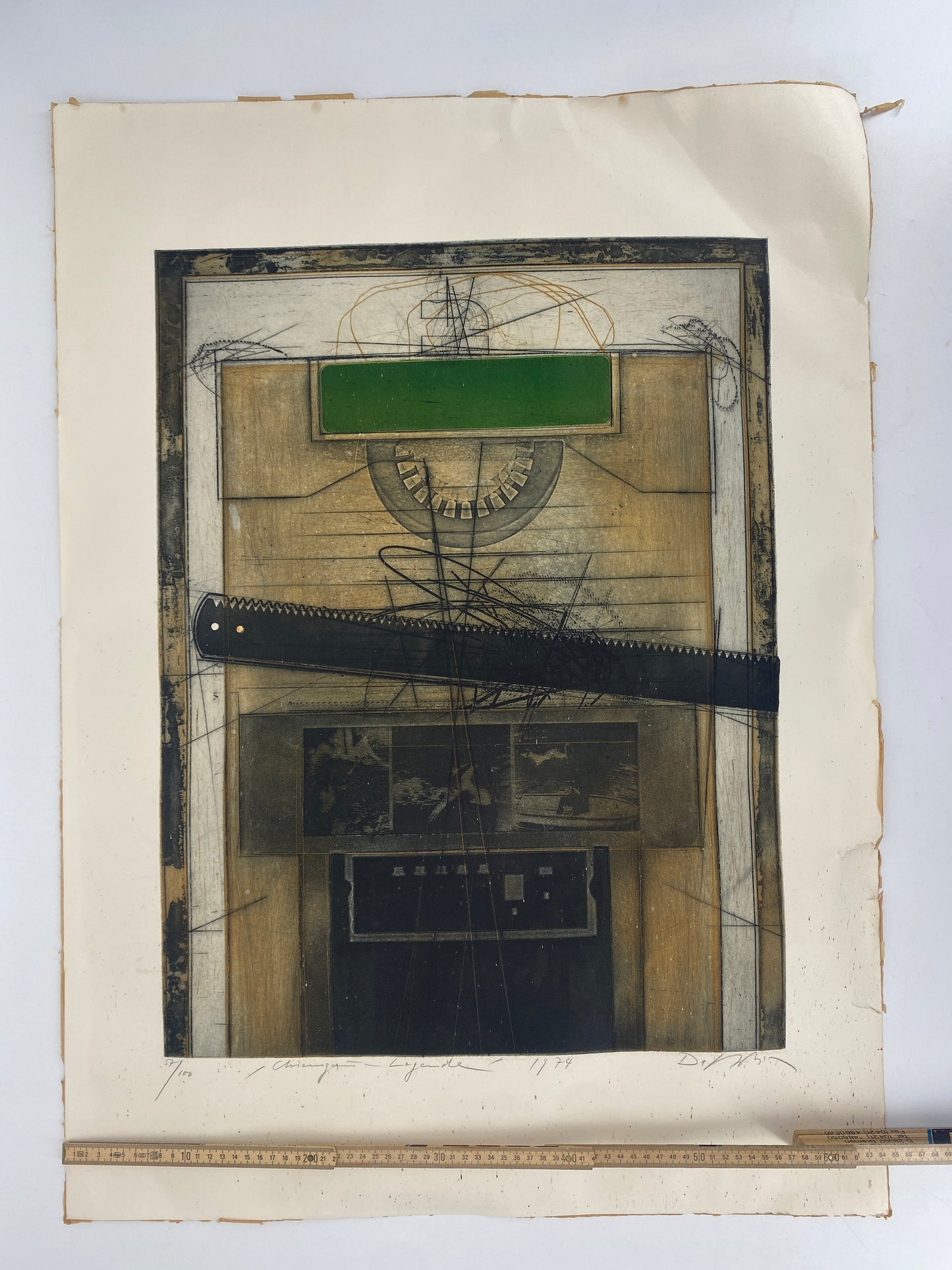 Farbradierung "Chiemgau-Legende" des Künstlers Karl Fred Dahmen, 1974 Deutschland