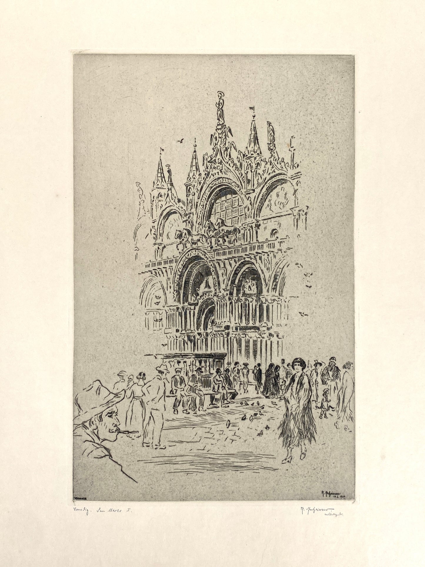 Mappe "Venedig" mit 20 Radierungen von Roland Anheisser (1877–1949), um 1914