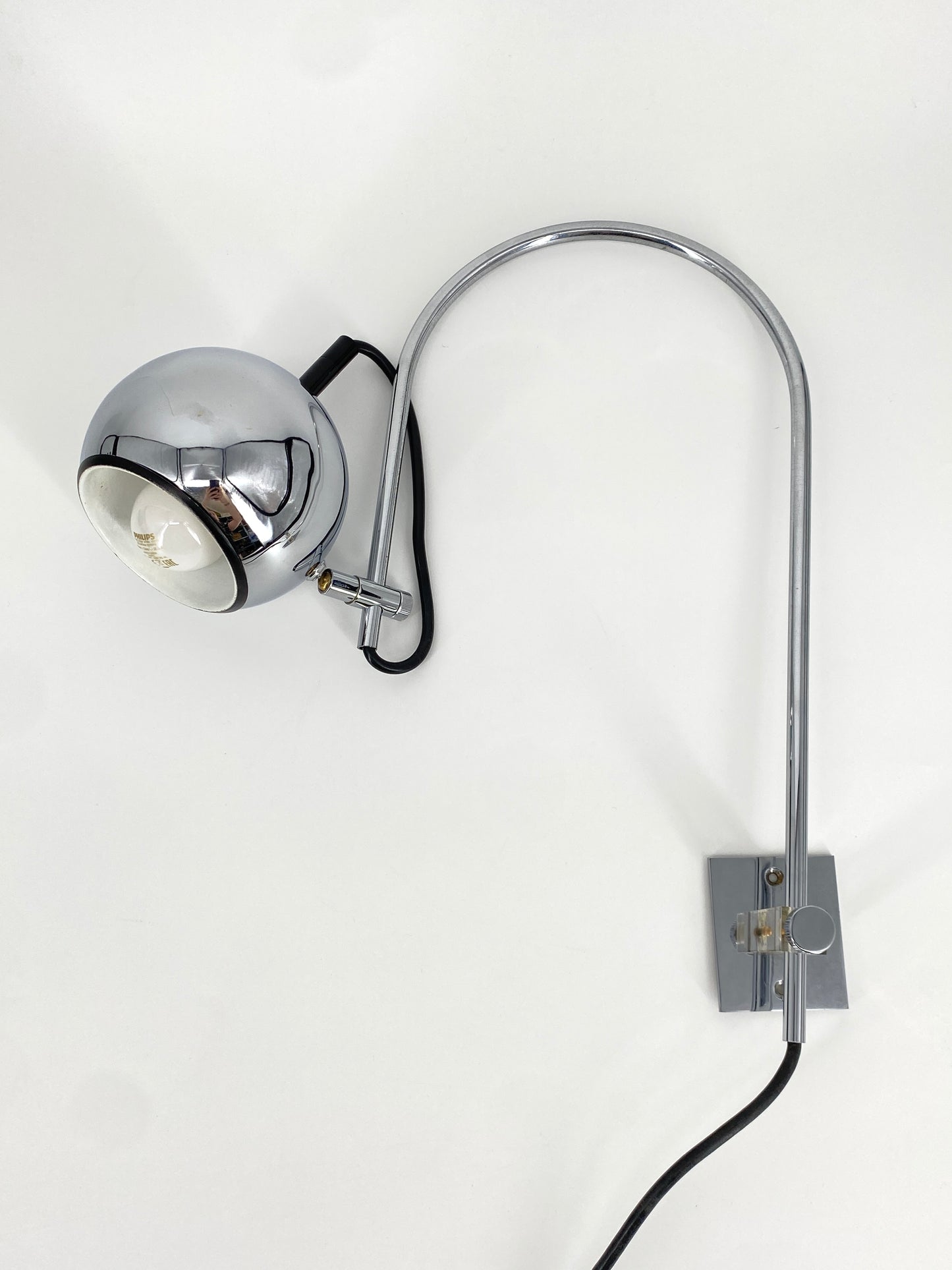 Vintage Wandlampe mit Bogen in Chrom, 70er 80er