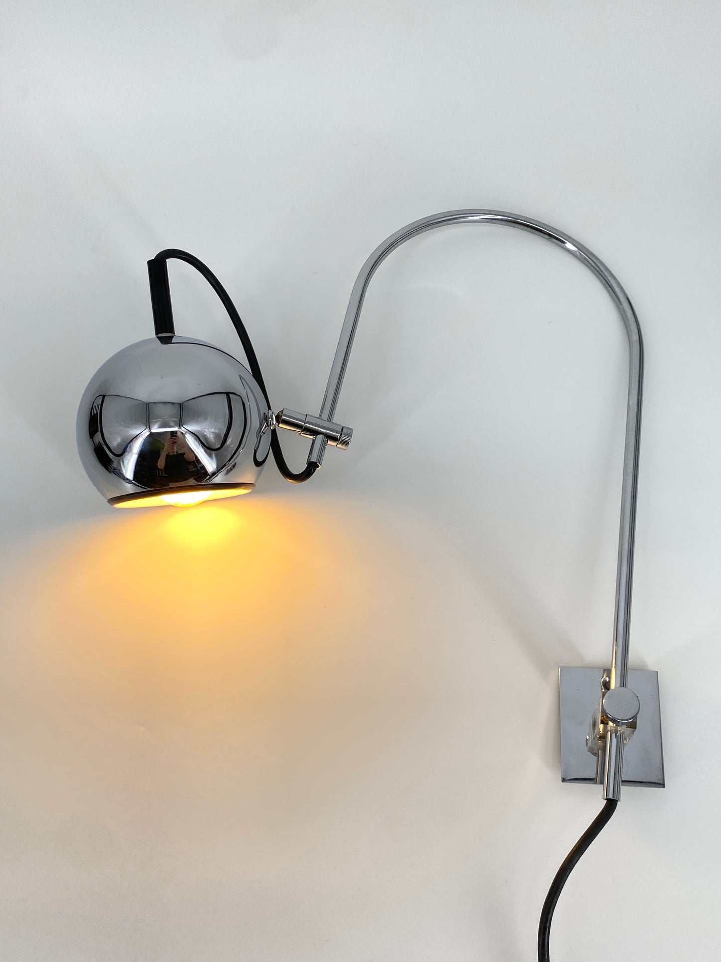 Vintage Wandlampe mit Bogen in Chrom, 70er 80er