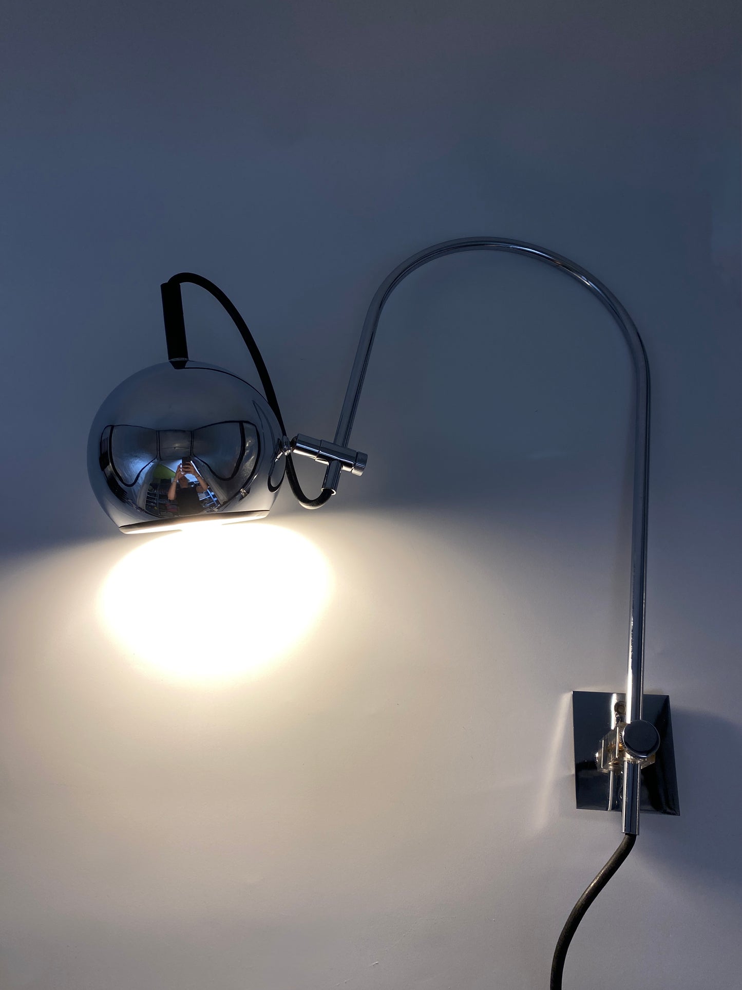 Vintage Wandlampe mit Bogen in Chrom, 70er 80er