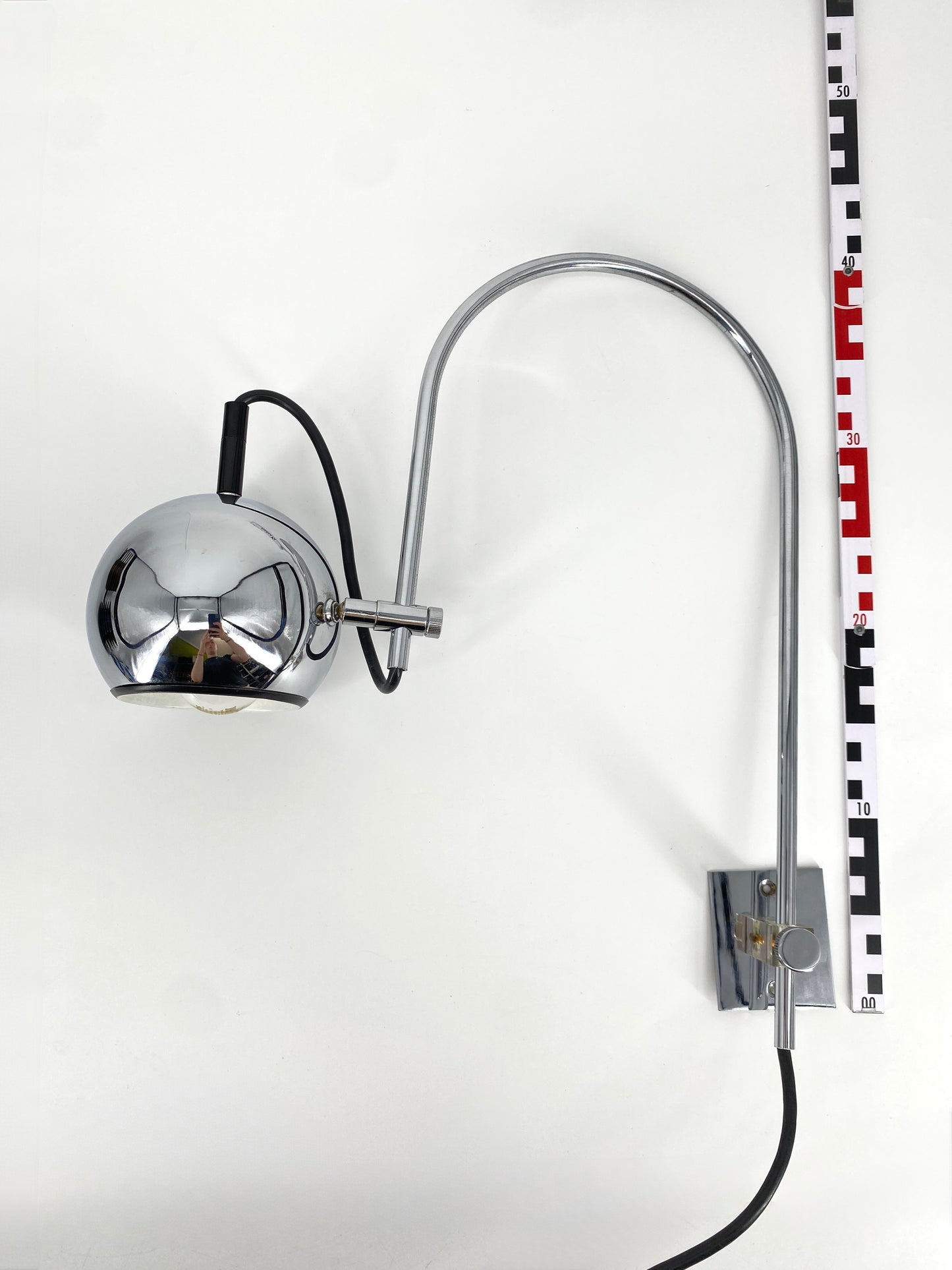 Vintage Wandlampe mit Bogen in Chrom, 70er 80er