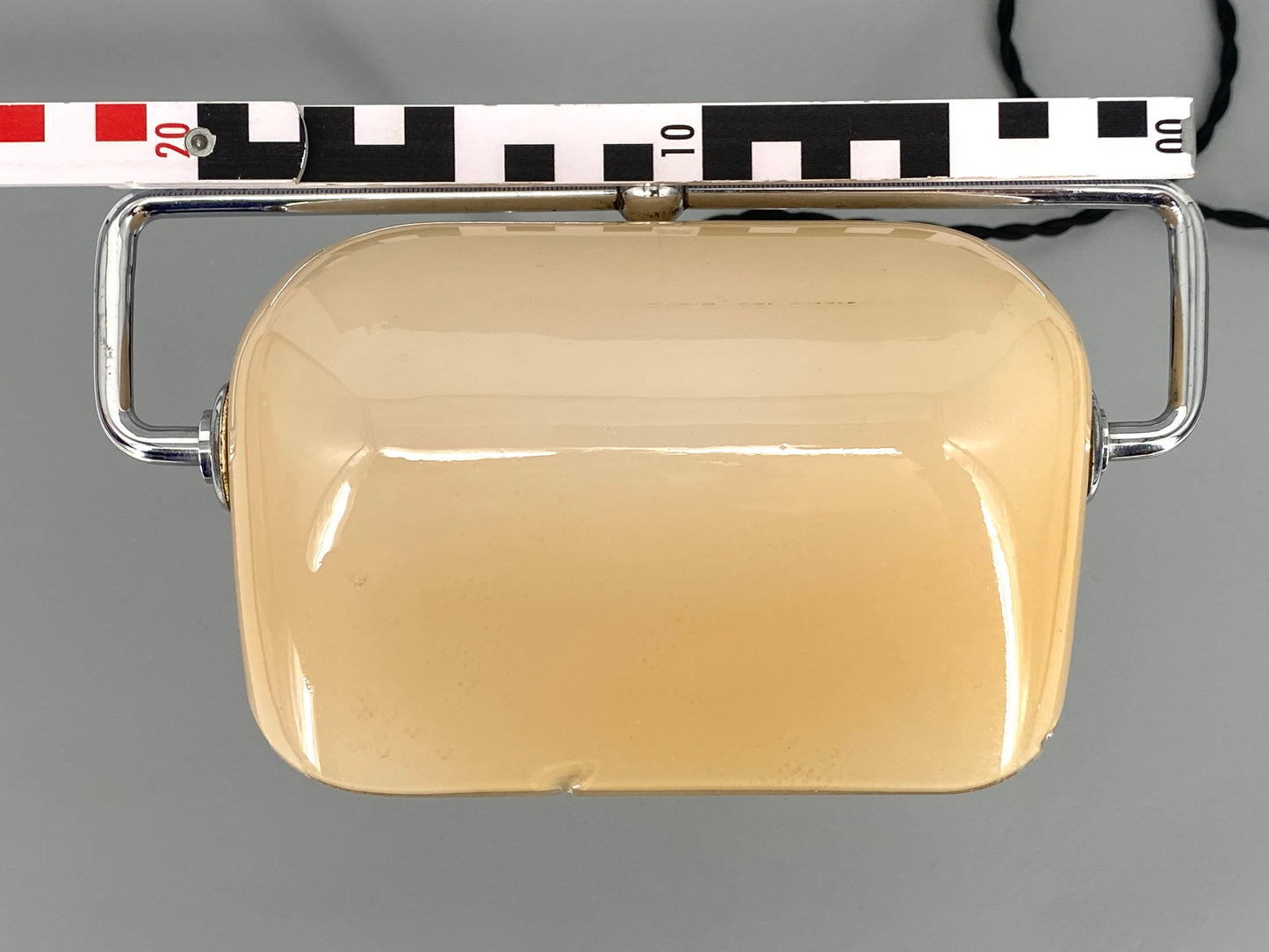 Art deco Bankerlampe, mit Glasschirm, vernickelt, 1920er Jahre