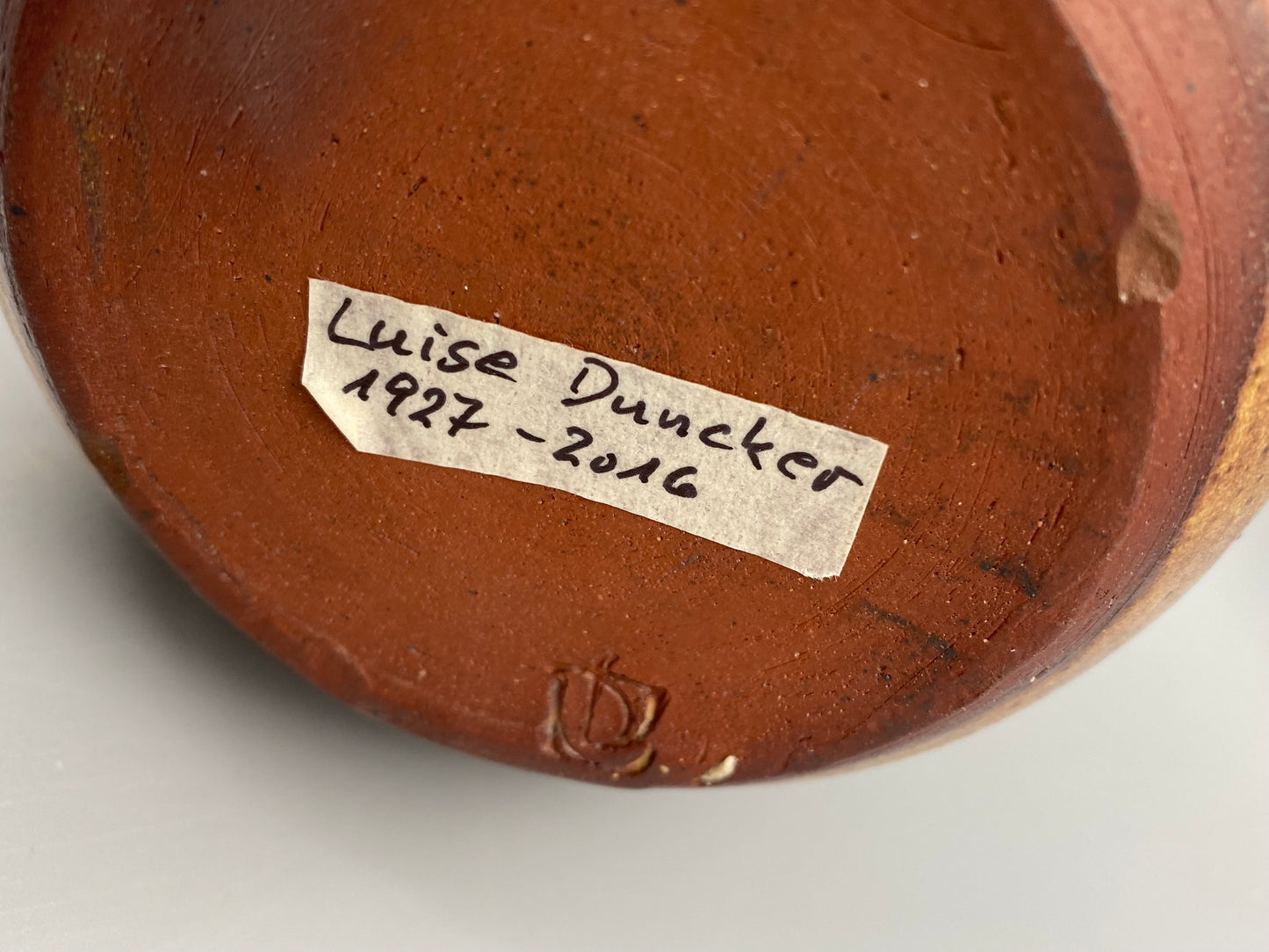 Keramikvase mit Ritzmuster von Luise Duncker Keramikkünstlerin, 1970er