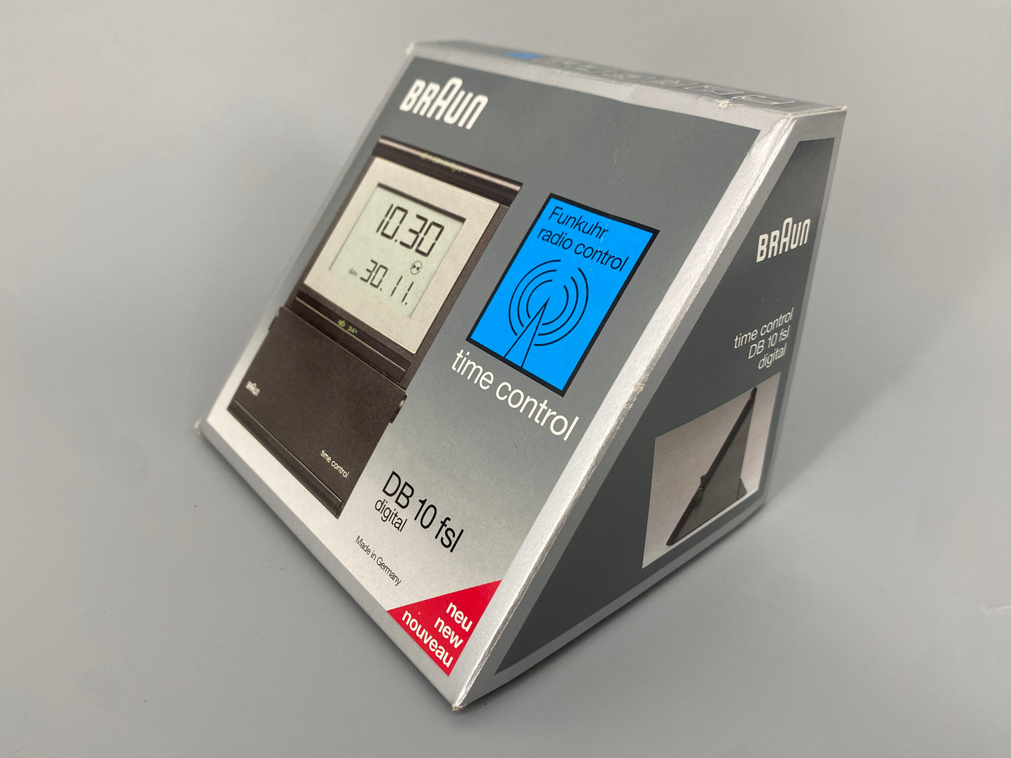 Funkwecker DB 10fsl von Dietrich Lubs für BRAUN in der original Verpackung, Deutschland 1991