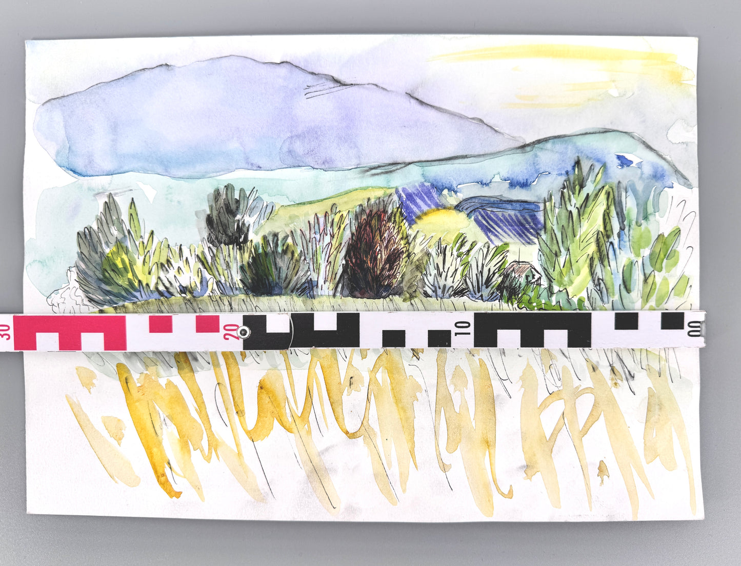 2X Aquarelle, Helge Engeln. Frühlingslandschaften
