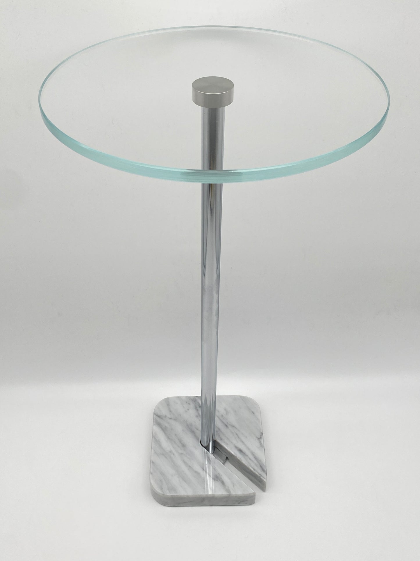 Beistelltisch Designobjekt aus Glas, Metall und Marmor, Vintage